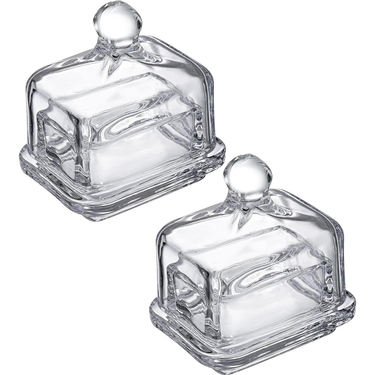 Platos de Mantequilla de Vidrio Dicunoy - 2 Piezas Rectangulares