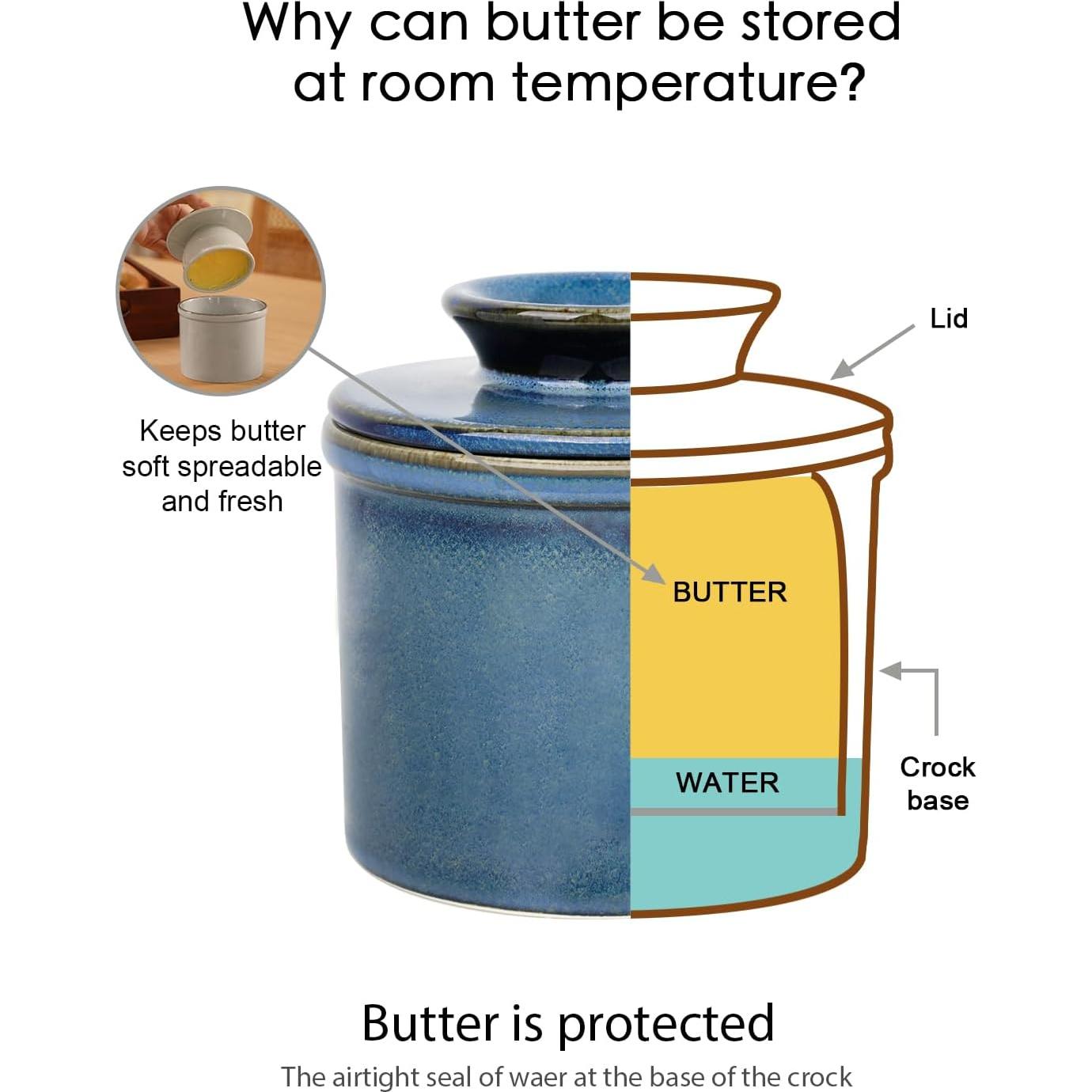 Plato de Mantequilla Francés KilnGPT Cerámica Azul Océano