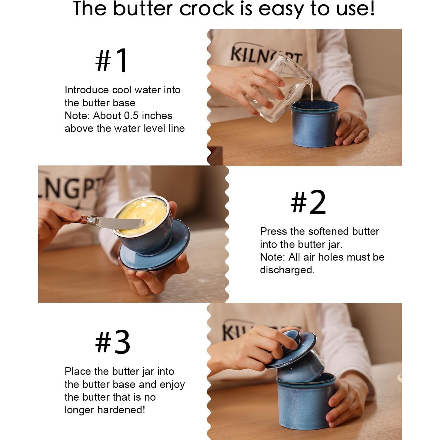 Plato de Mantequilla Francés KilnGPT Cerámica Azul Océano