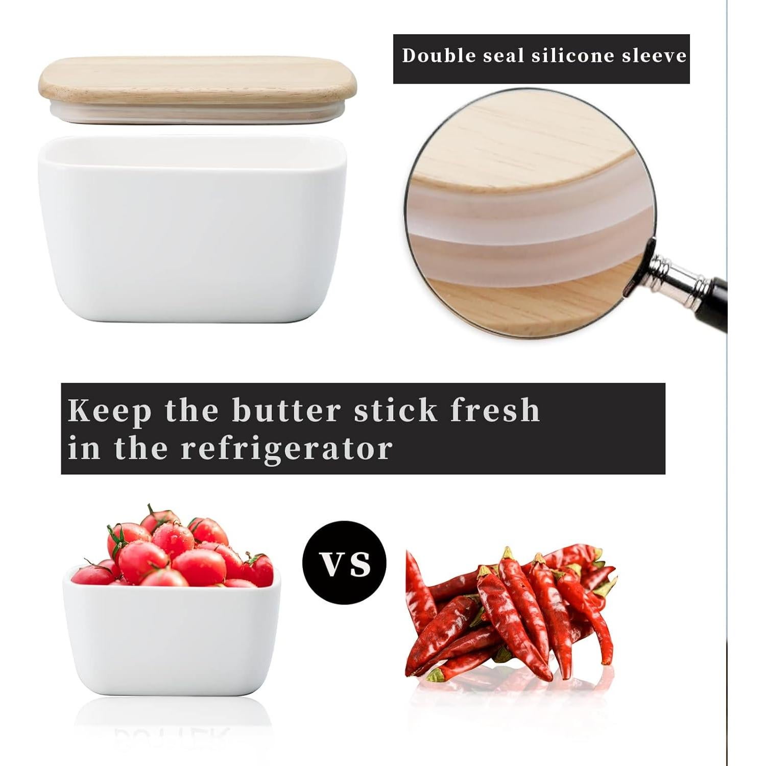 Plato de Mantequilla de Porcelana HAOTOP Blanco para 4 Barras