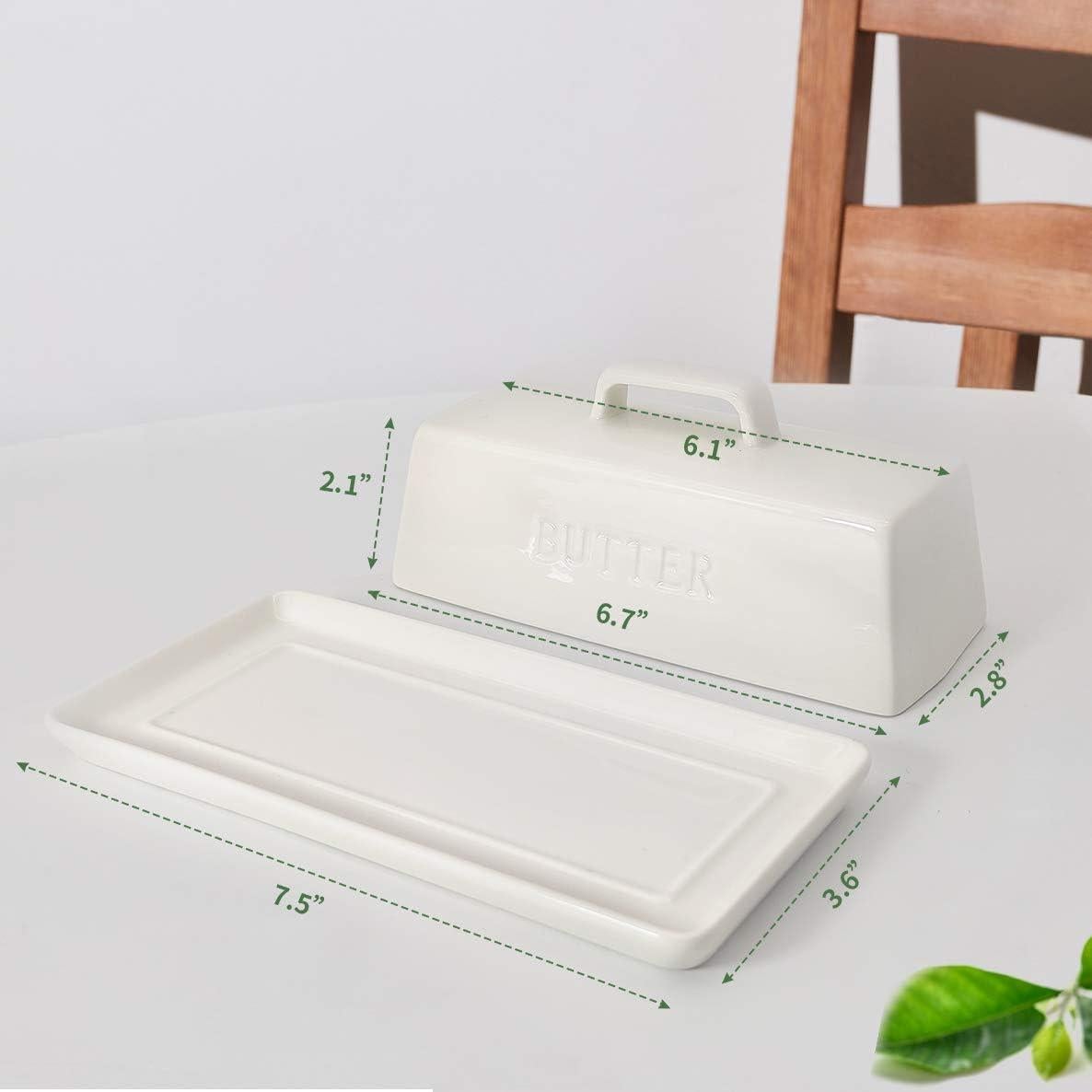 Plato de Mantequilla Gute con Tapa de Cerámica Blanco 18.8x8.9cm