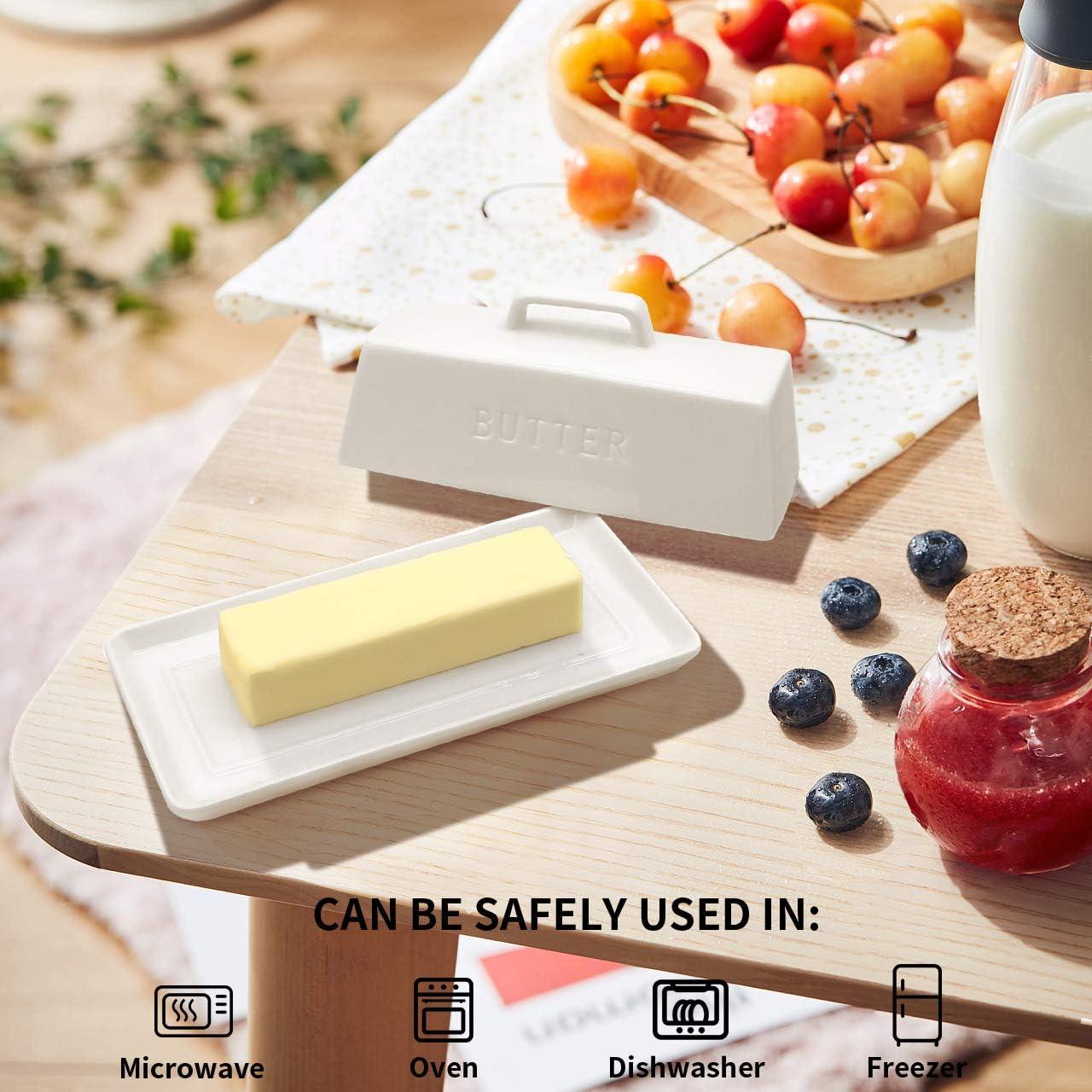 Plato de Mantequilla Gute con Tapa de Cerámica Blanco 18.8x8.9cm