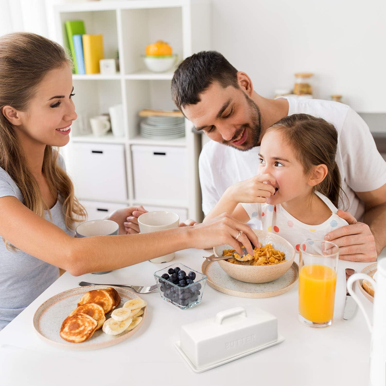 Plato de Mantequilla Gute con Tapa de Cerámica Blanco 18.8x8.9cm