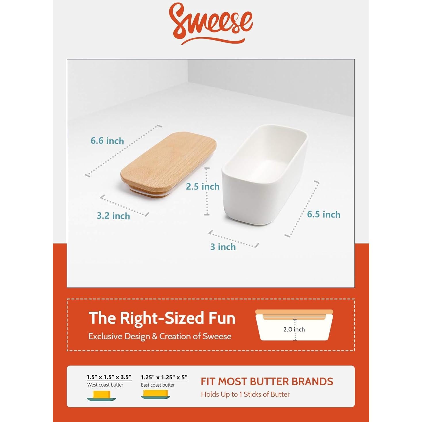 Plato de Mantequilla Pequeño Sweese con Tapa de Madera