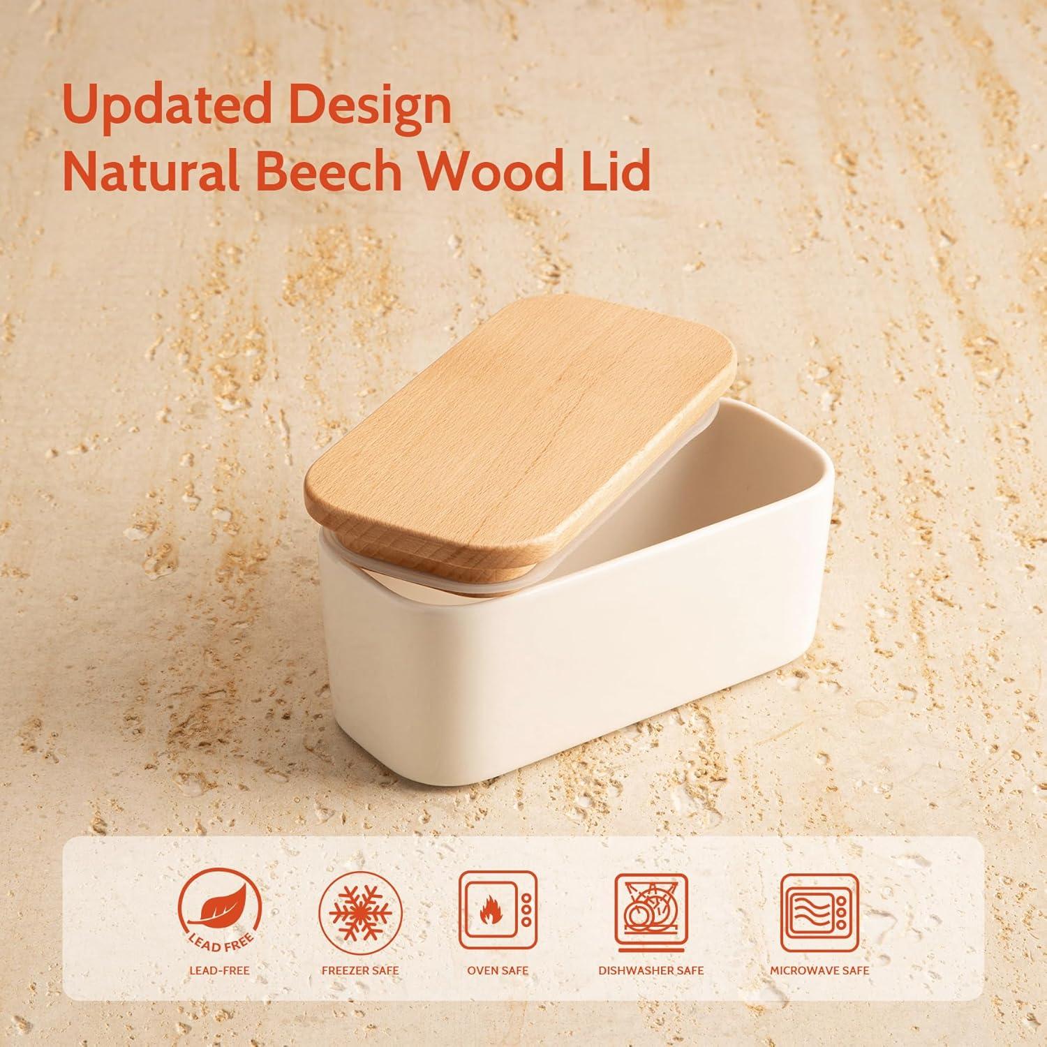 Plato de Mantequilla Pequeño Sweese con Tapa de Madera