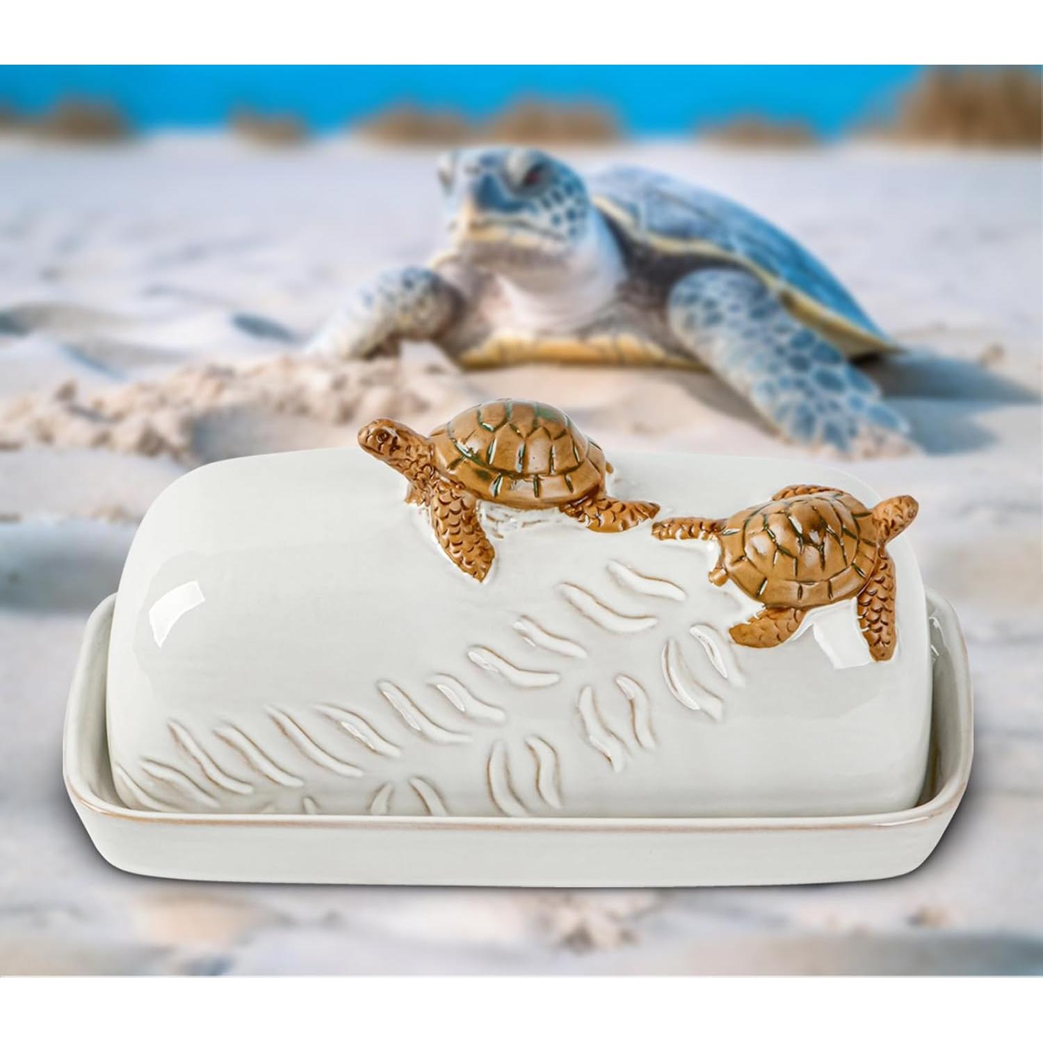 Plato de Mantequilla Cerámico Tortuga con Tapa - 1.05 kg