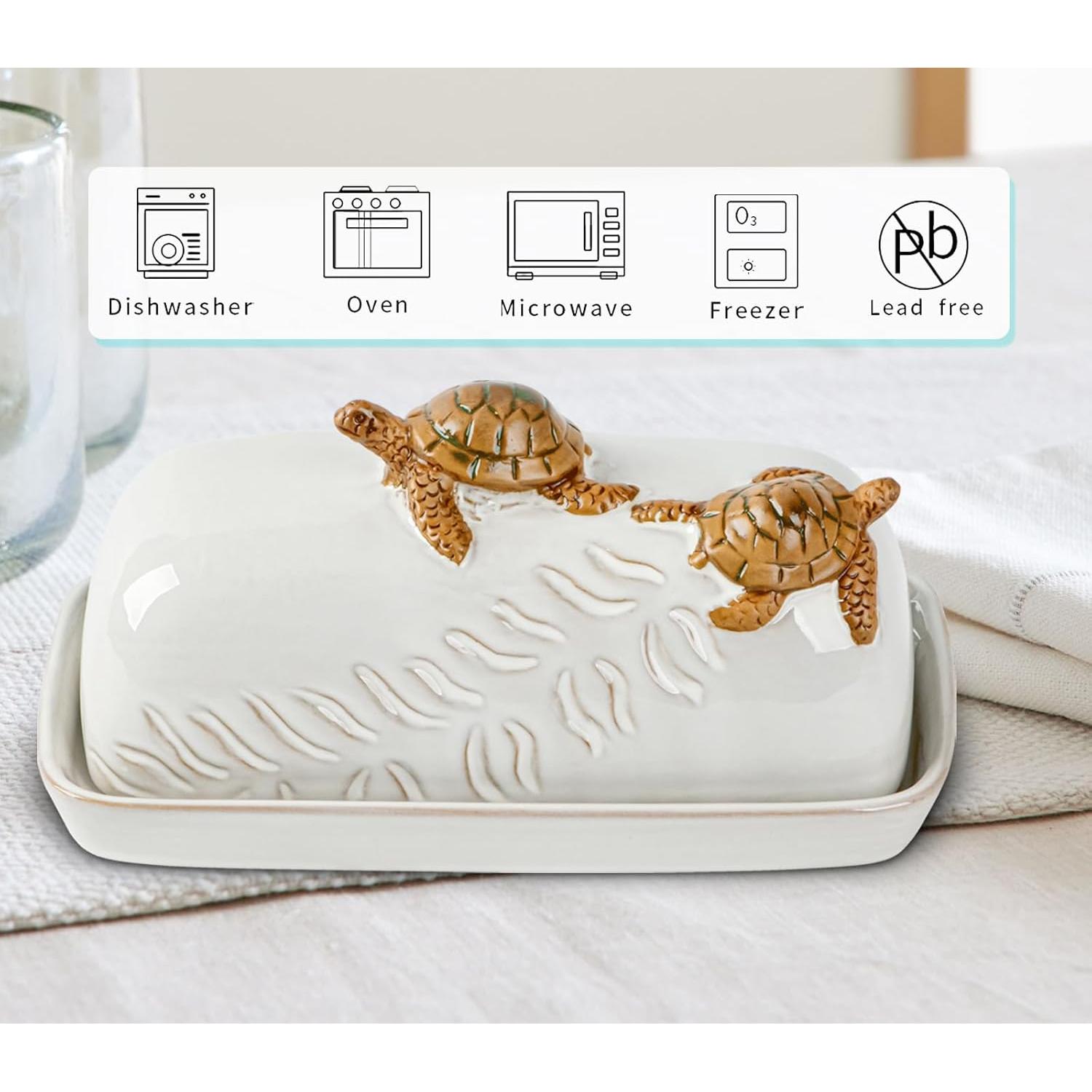 Plato de Mantequilla Cerámico Tortuga con Tapa - 1.05 kg