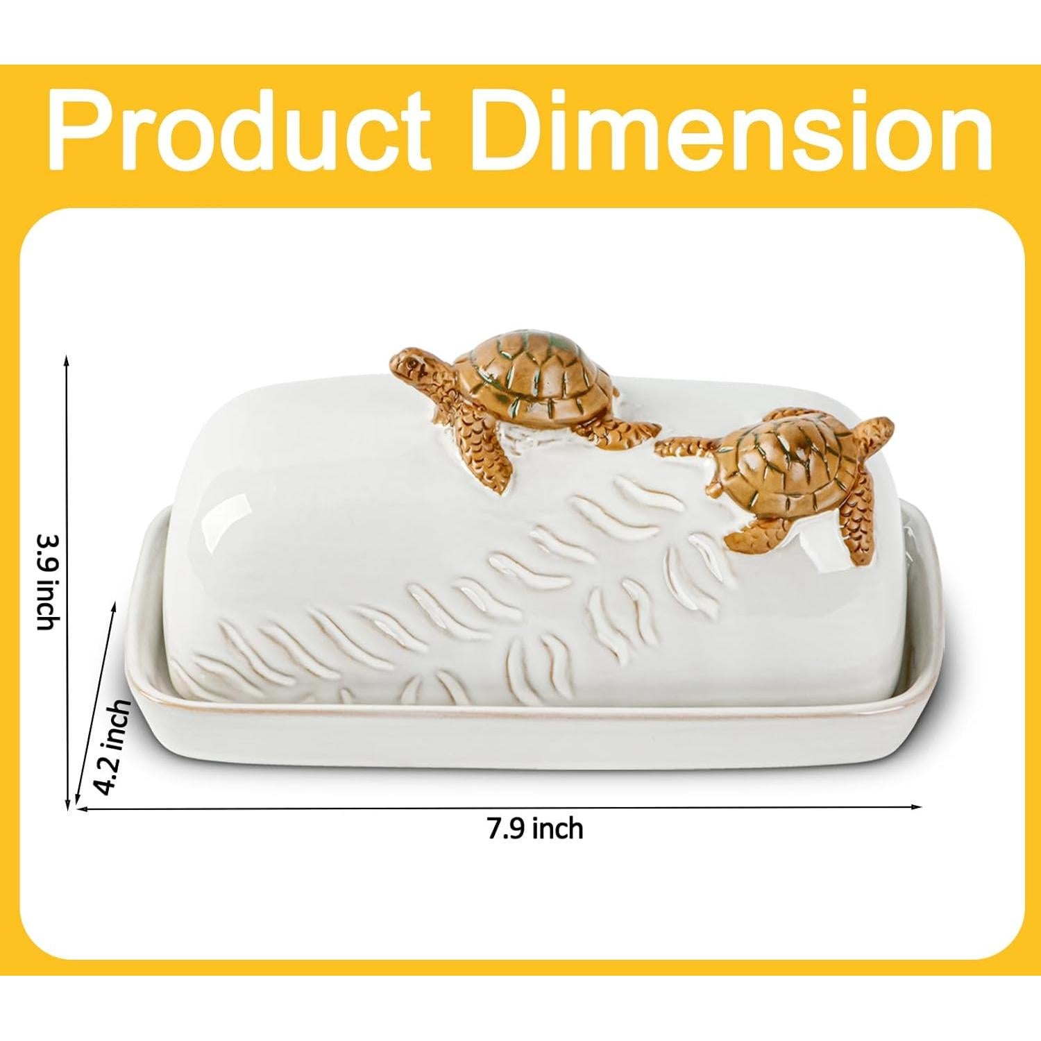 Plato de Mantequilla Cerámico Tortuga con Tapa - 1.05 kg