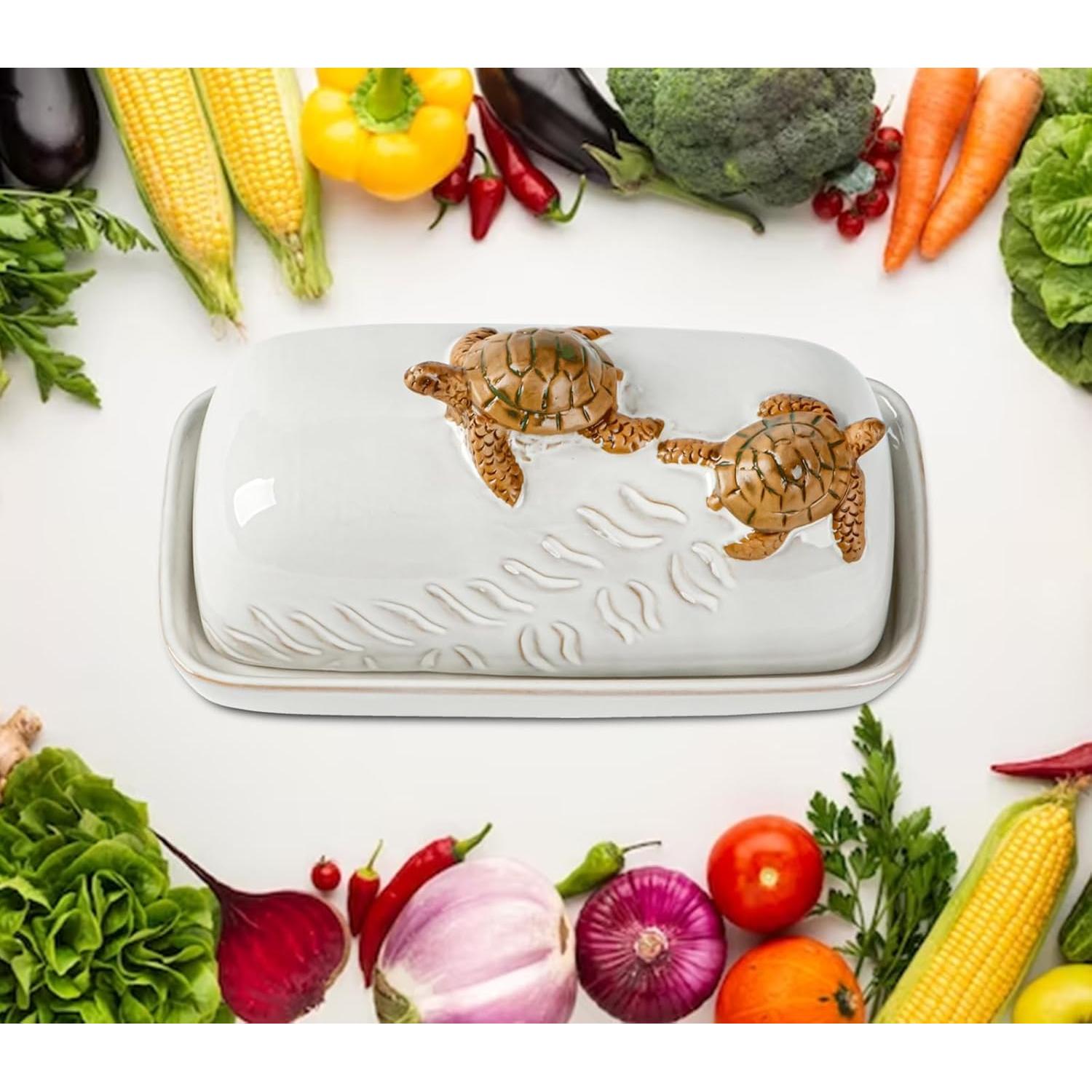 Plato de Mantequilla Cerámico Tortuga con Tapa - 1.05 kg