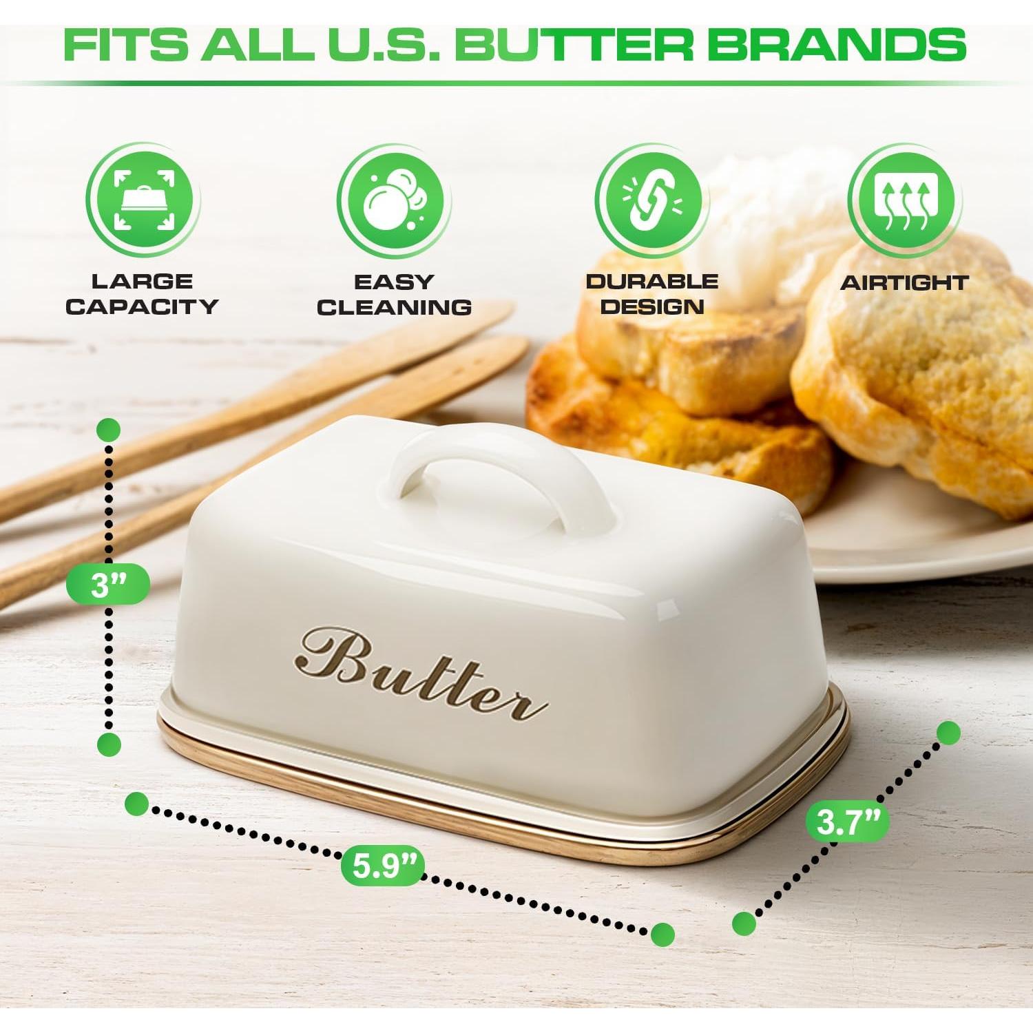 Plato de Mantequilla Plexon con Tapa de Acero y Bambú