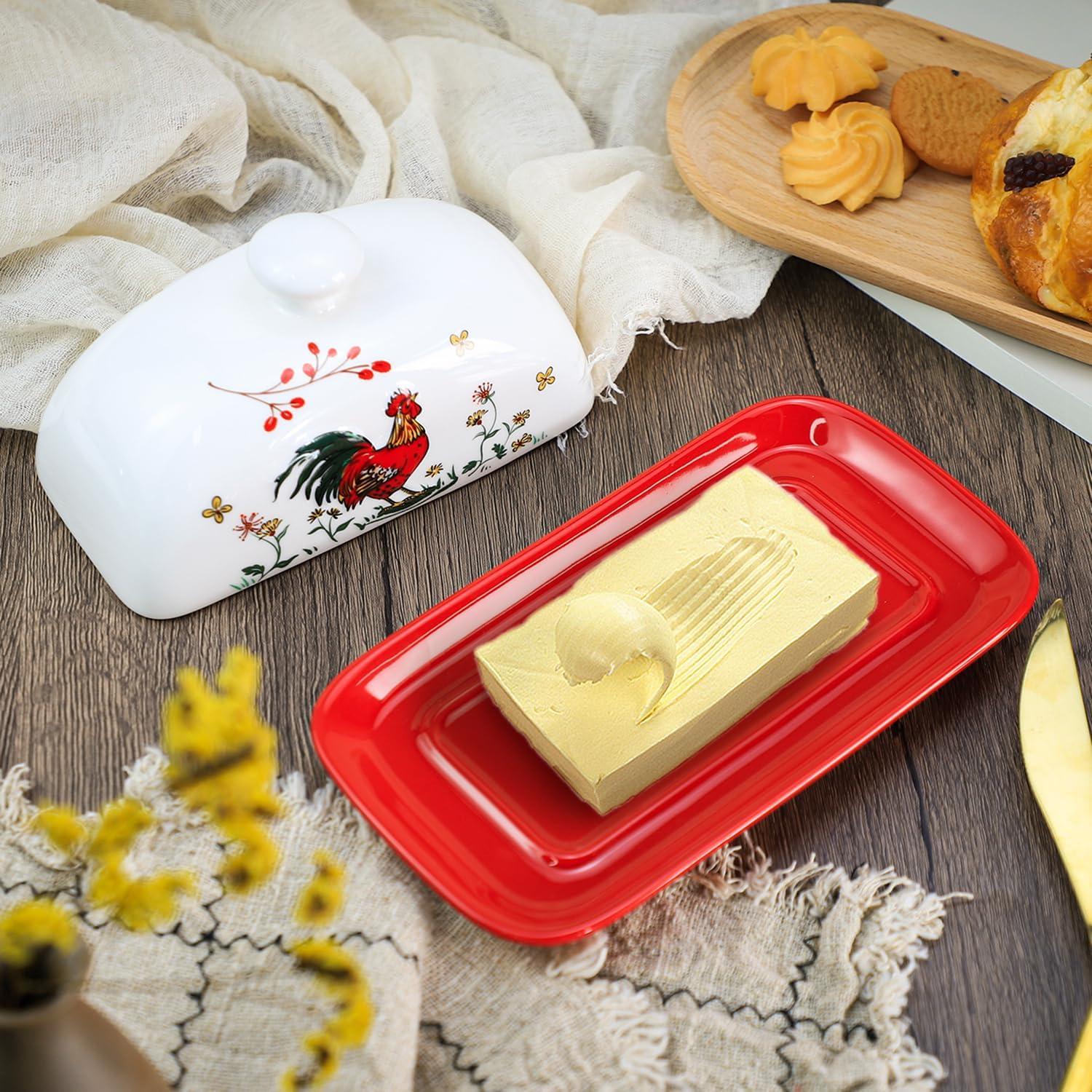 Plato de Mantequilla de Porcelana Sizikato con Tapa Gallo