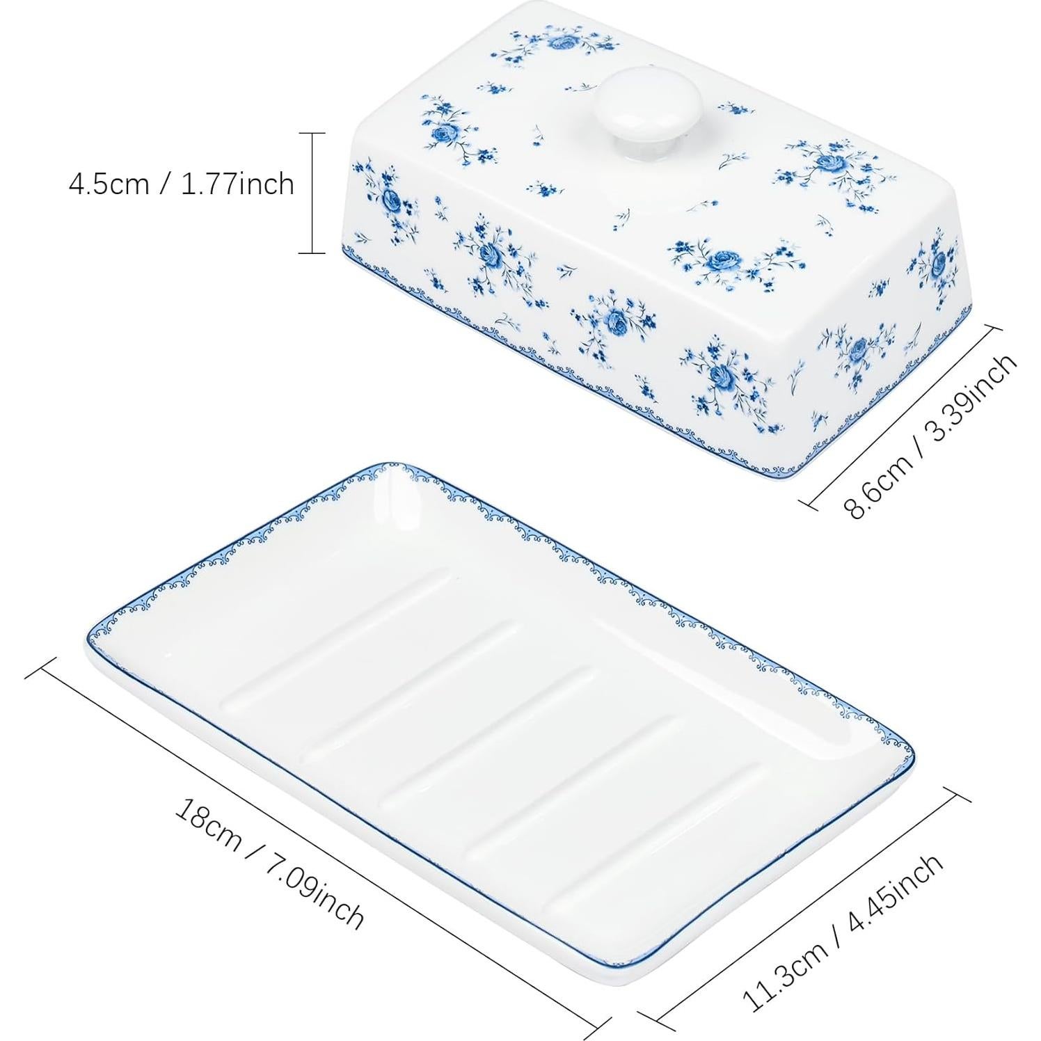 Plato de Mantequilla Cerámica Fangkuai con Tapa Floral Rosa