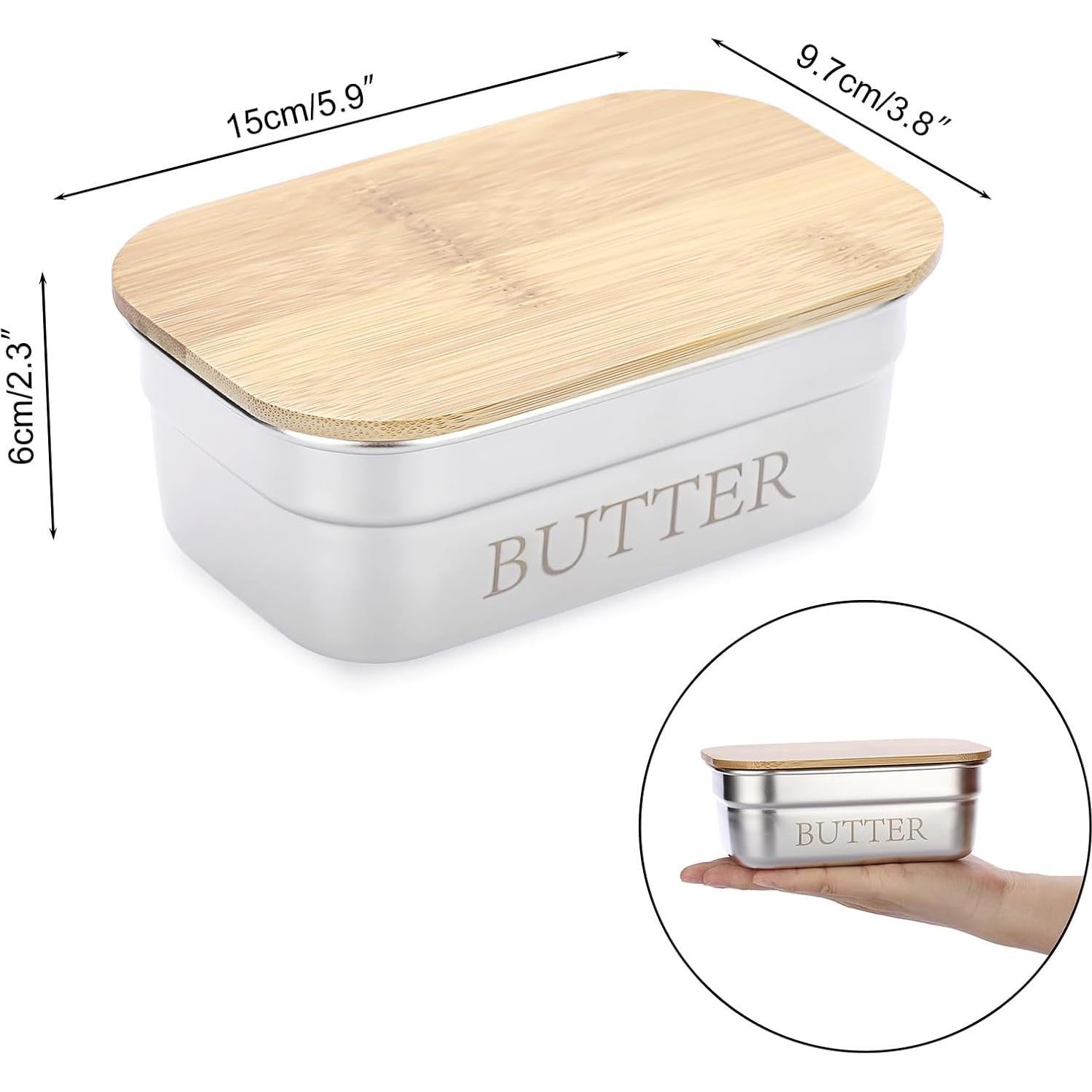 Plato de Mantequilla Acero Inoxidable BSTKEY con Tapa 15x9.5cm