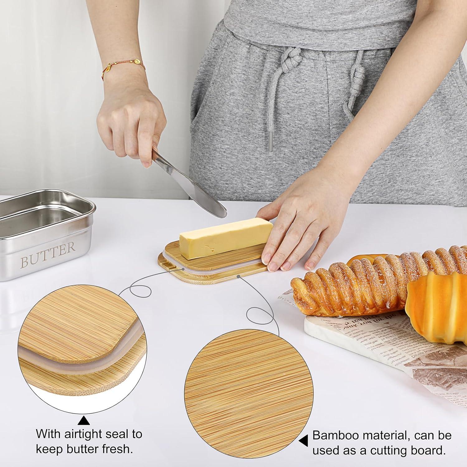 Plato de Mantequilla Acero Inoxidable BSTKEY con Tapa 15x9.5cm