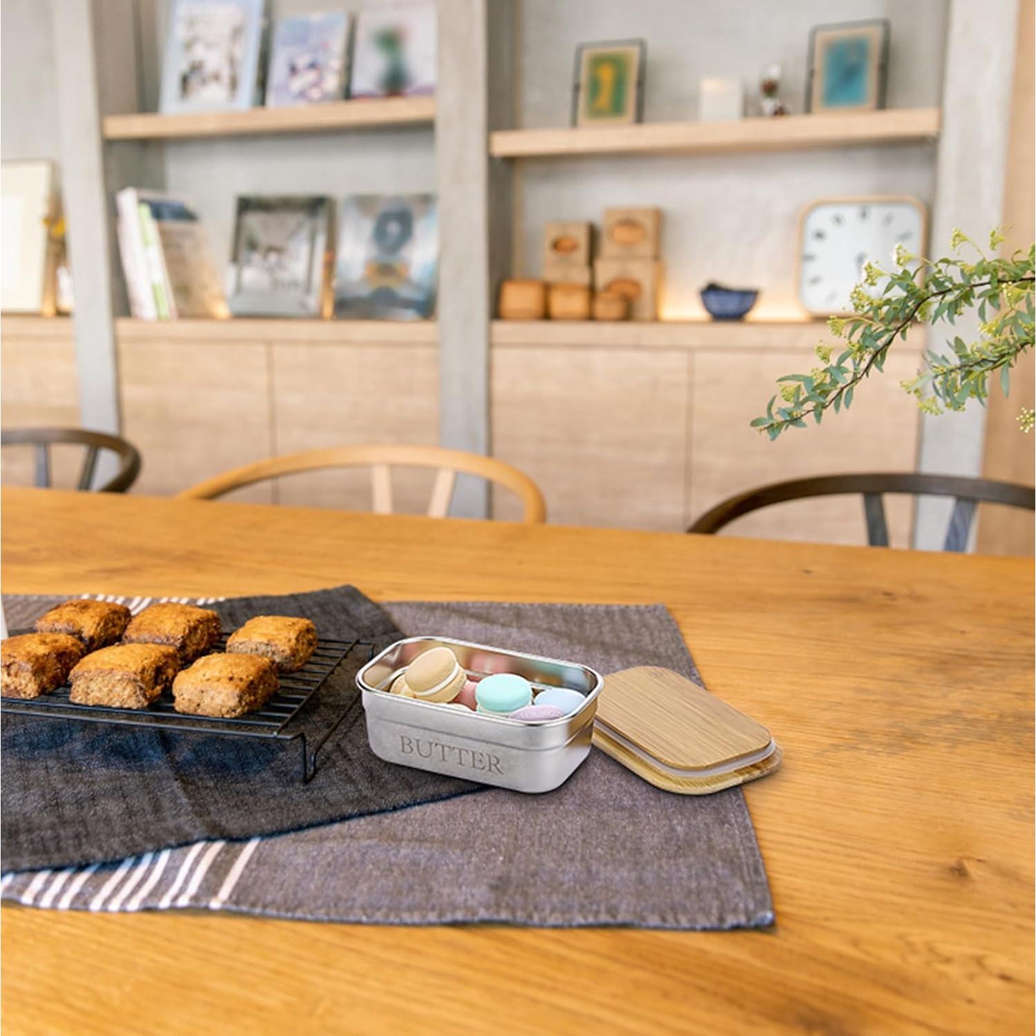 Plato de Mantequilla Acero Inoxidable BSTKEY con Tapa 15x9.5cm