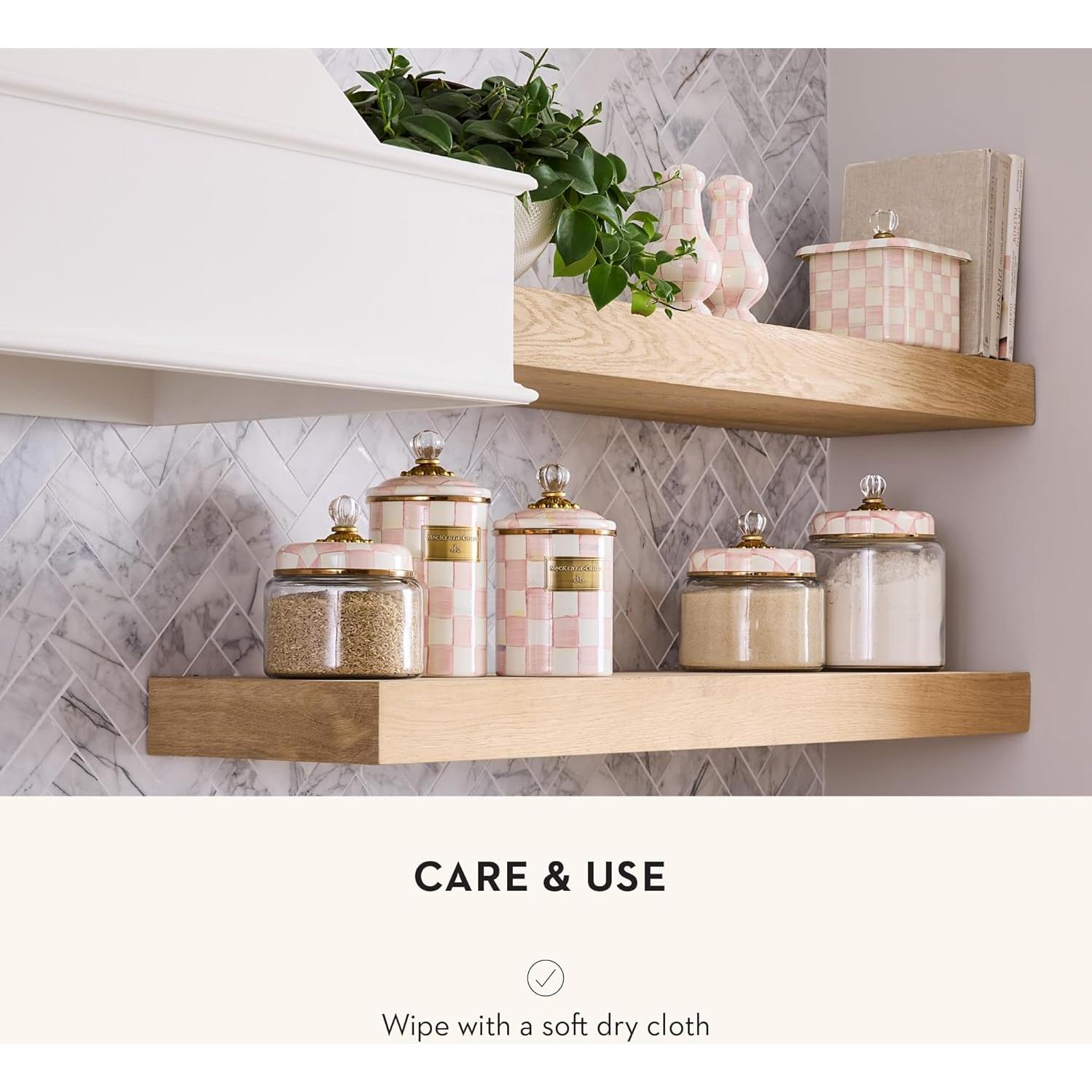 Caja de Mantequilla MacKenzie-Childs Cuadro Rosado con Tapa