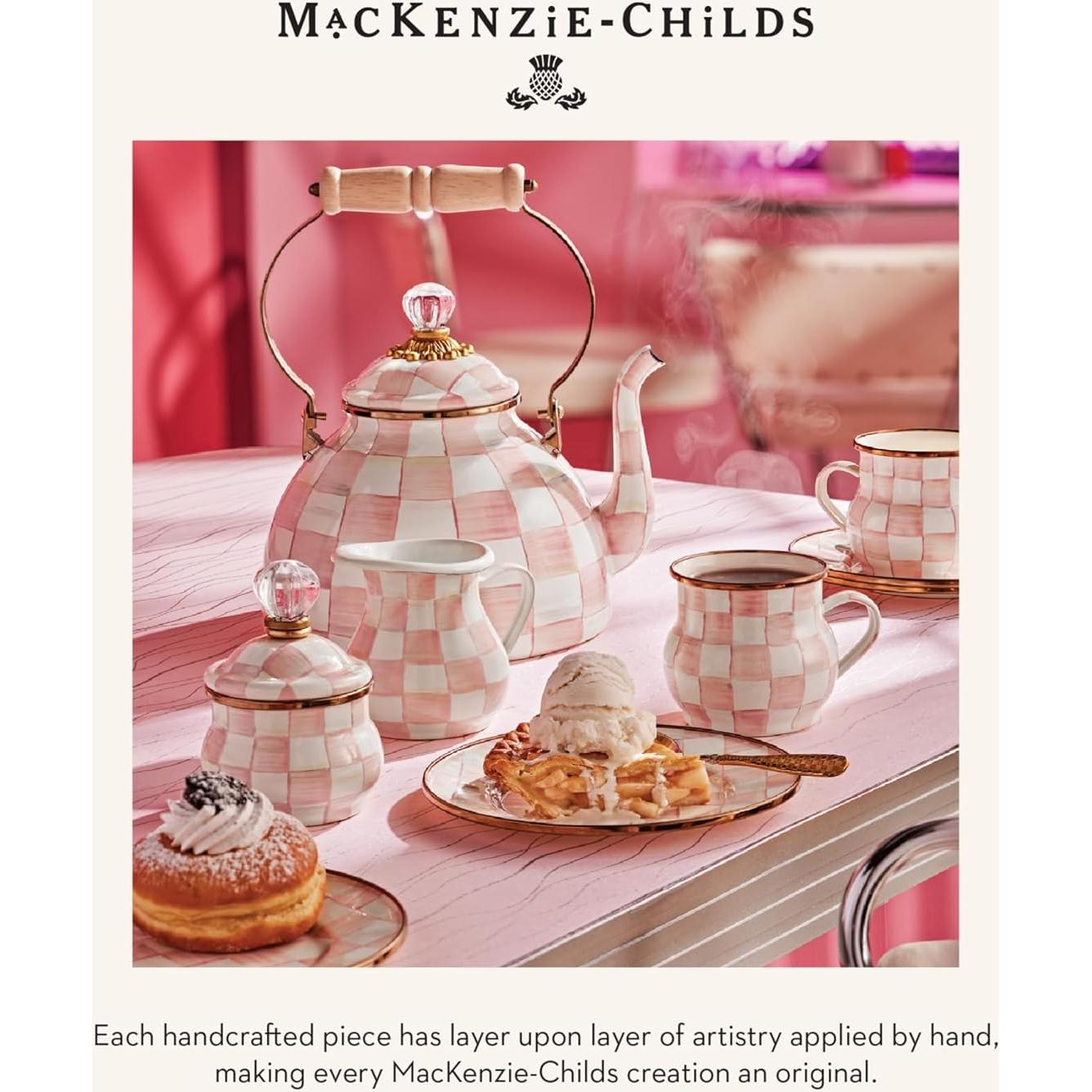 Caja de Mantequilla MacKenzie-Childs Cuadro Rosado con Tapa