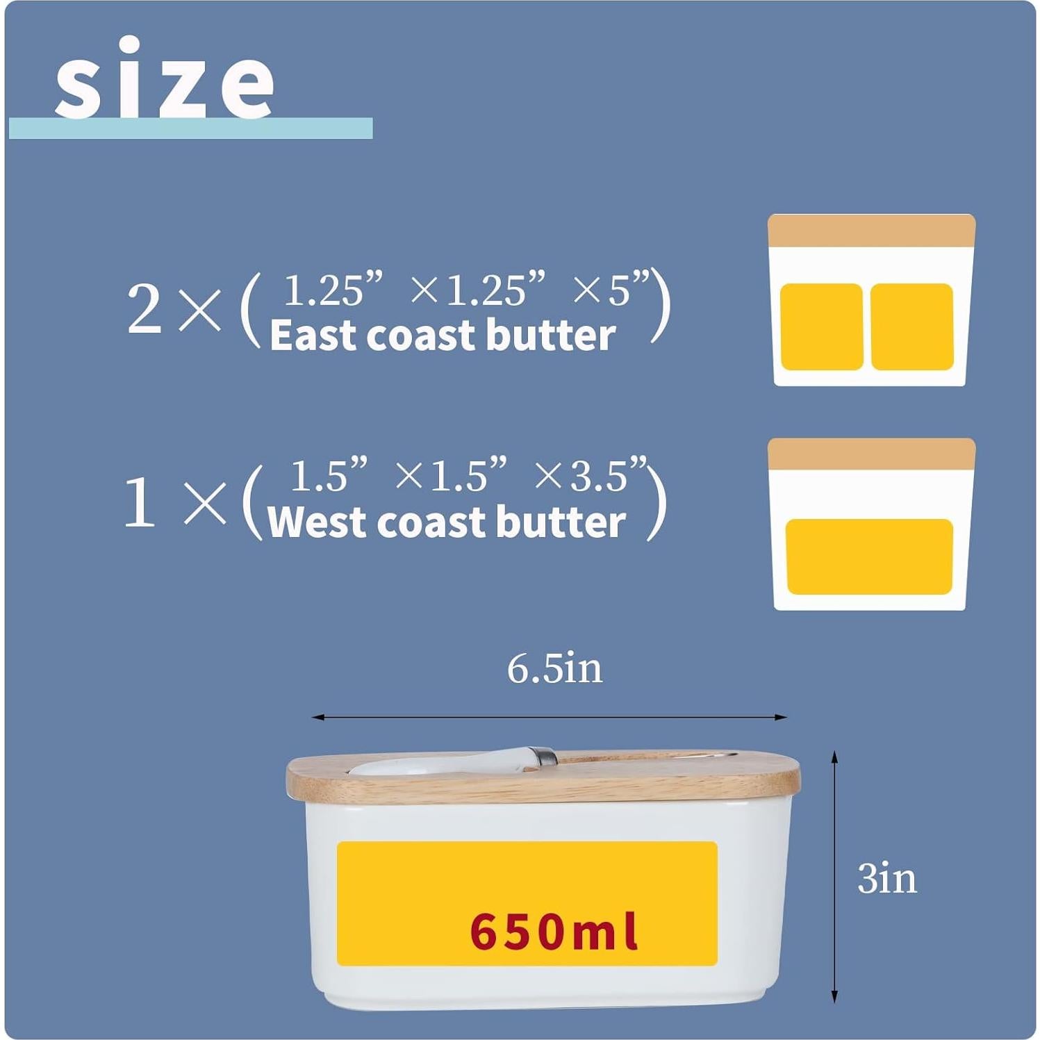 Plato de Mantequilla GDCZ Cerámico con Tapa de Madera 650ml