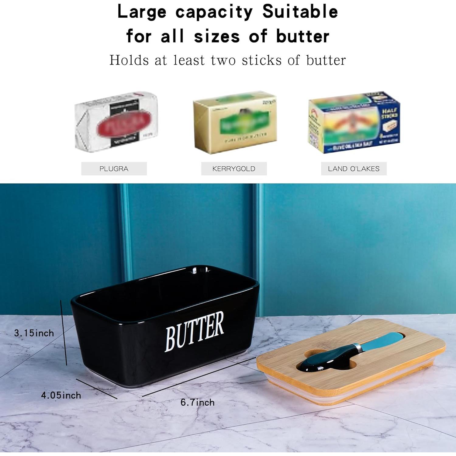 Plato de Mantequilla Cerámica QIANCHANG Negro con Tapa 650ml