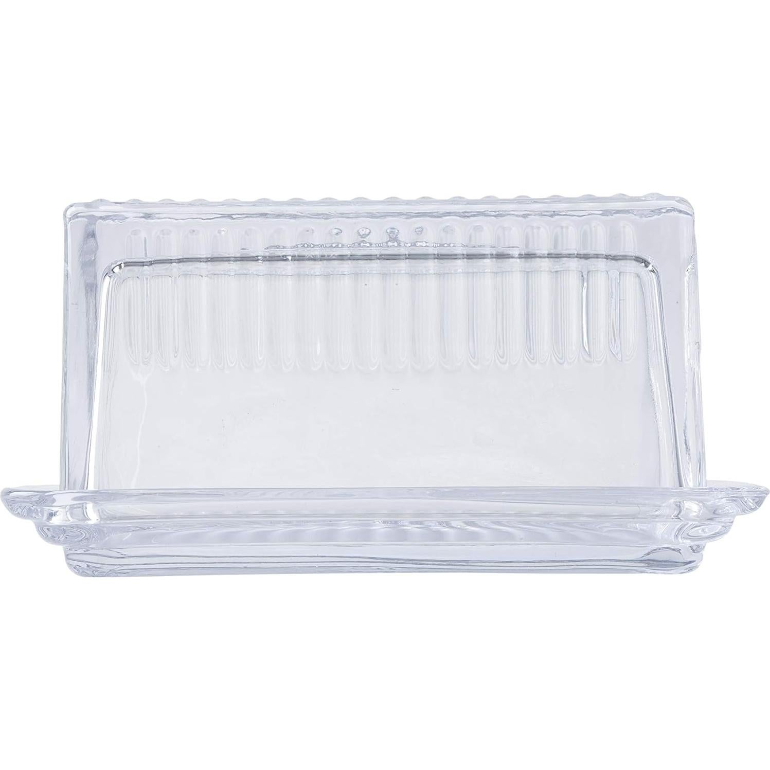 Plato Doble de Mantequilla TableCraft, Vidrio Grabado, 17.1x10.2x8.3 cm