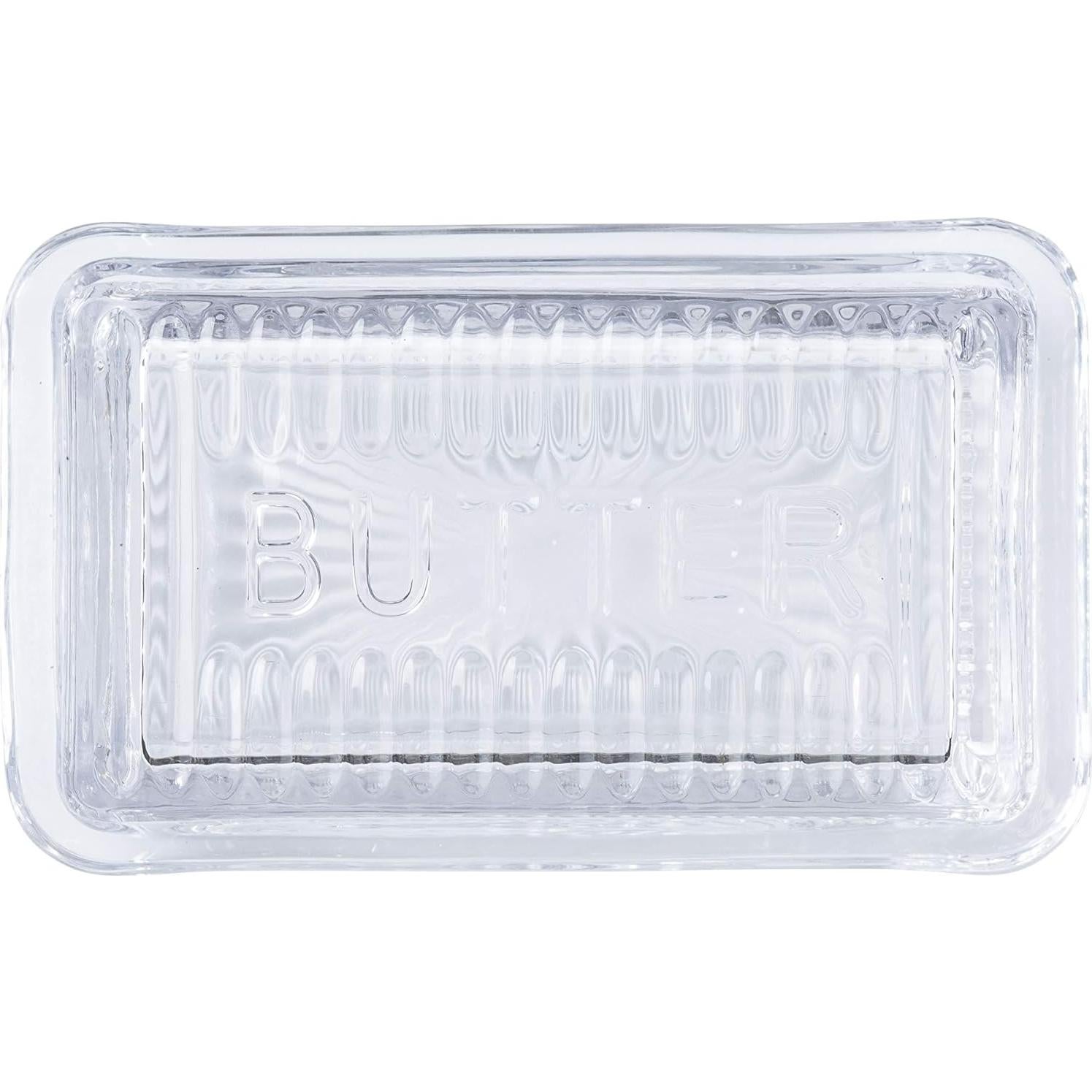Plato Doble de Mantequilla TableCraft, Vidrio Grabado, 17.1x10.2x8.3 cm
