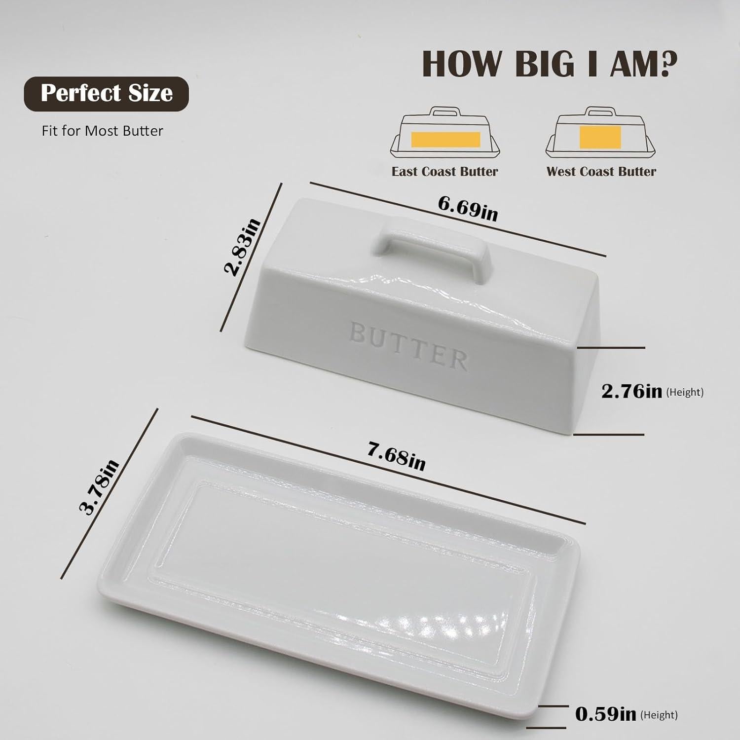 Plato de Mantequilla Cerámica MKYHBOO Blanco 0.79kg