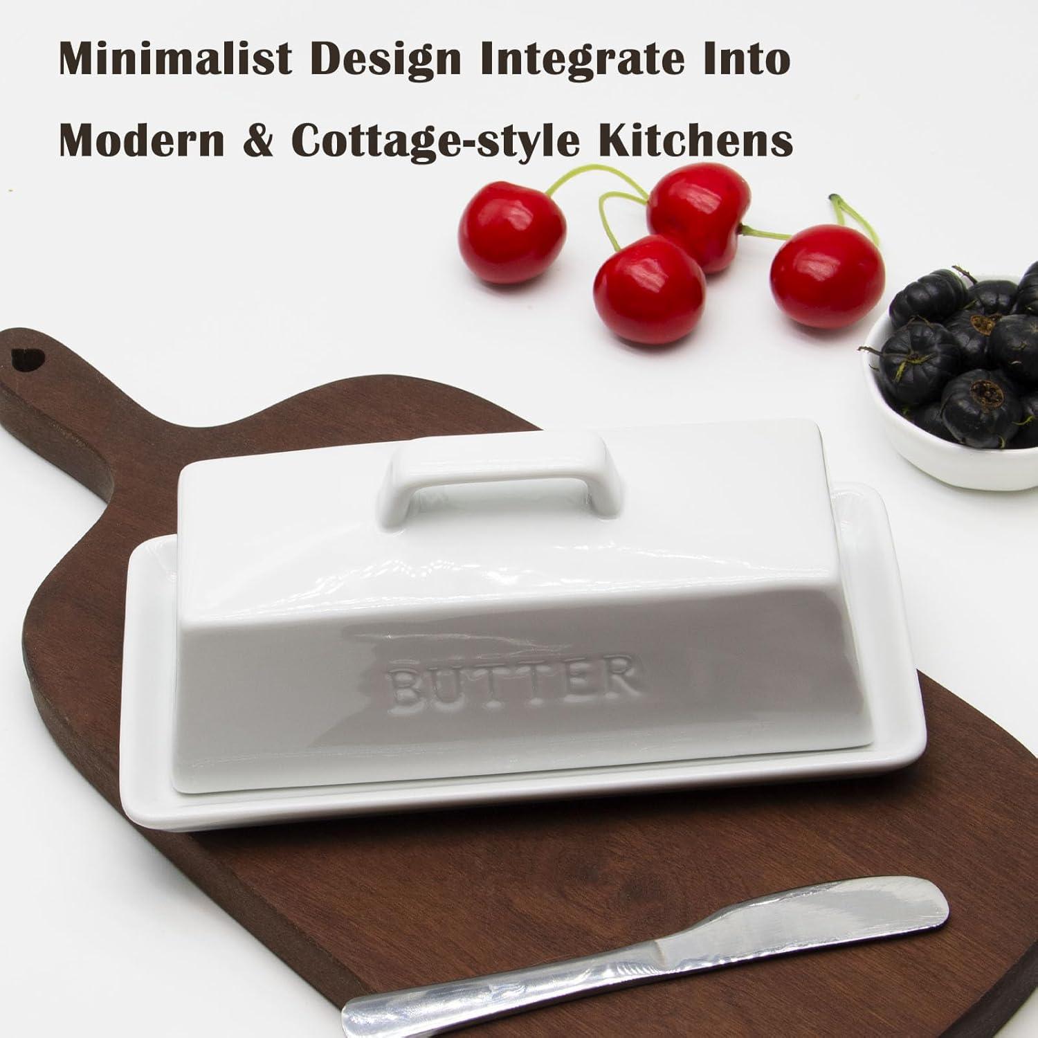 Plato de Mantequilla Cerámica MKYHBOO Blanco 0.79kg