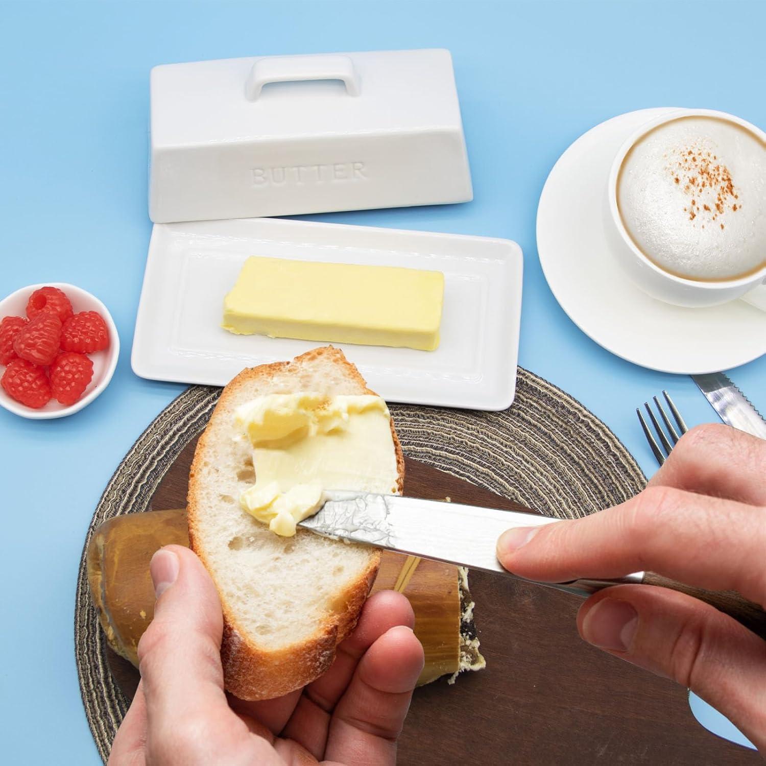 Plato de Mantequilla Cerámica MKYHBOO Blanco 0.79kg