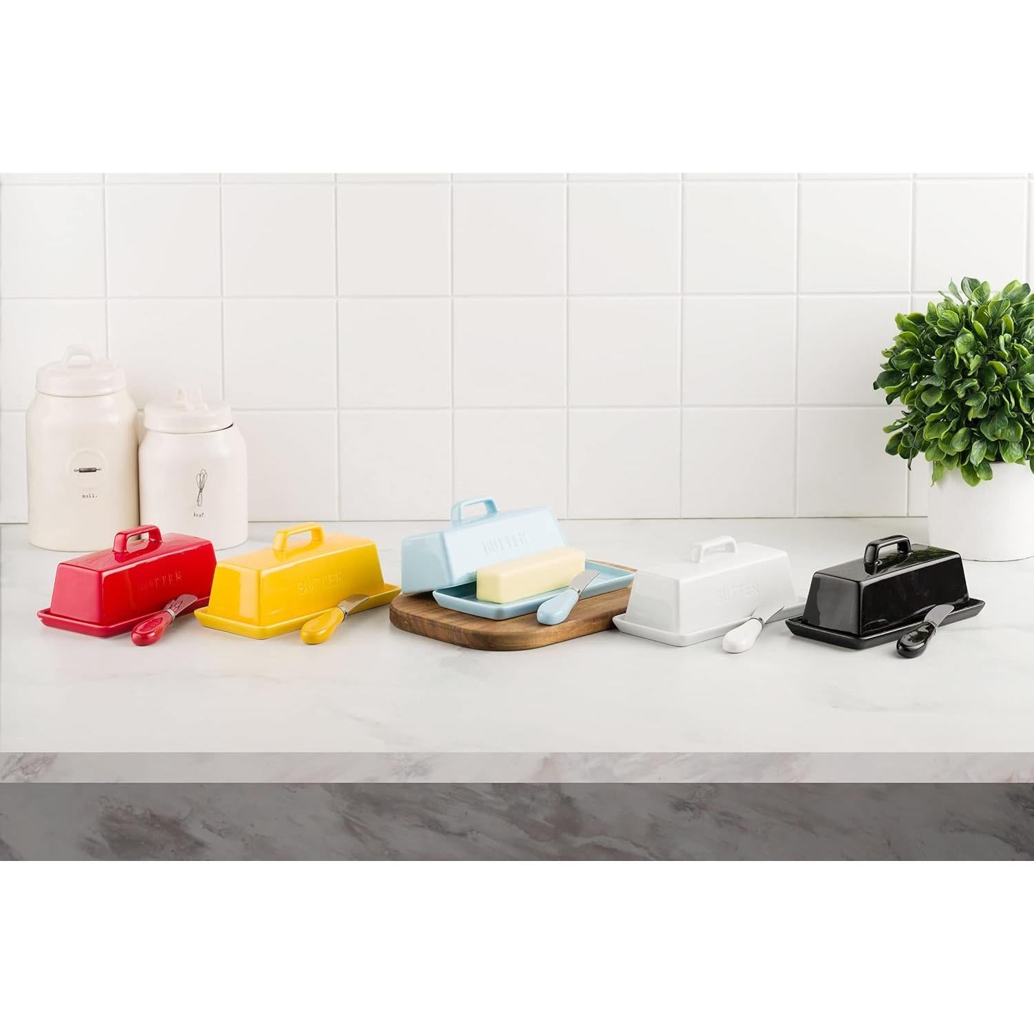 Juego de Plato de Mantequilla Cerámica Smart House Amarillo