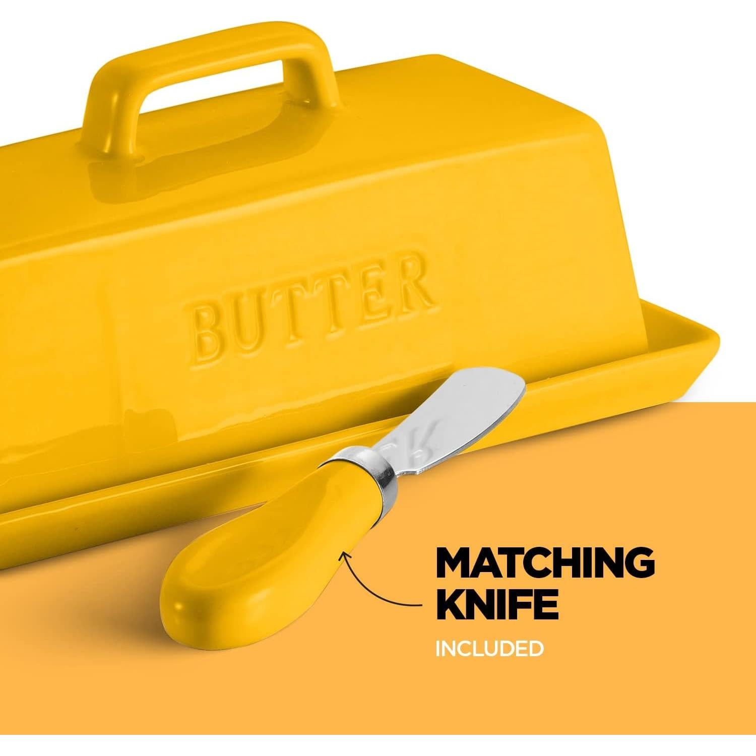 Juego de Plato de Mantequilla Cerámica Smart House Amarillo