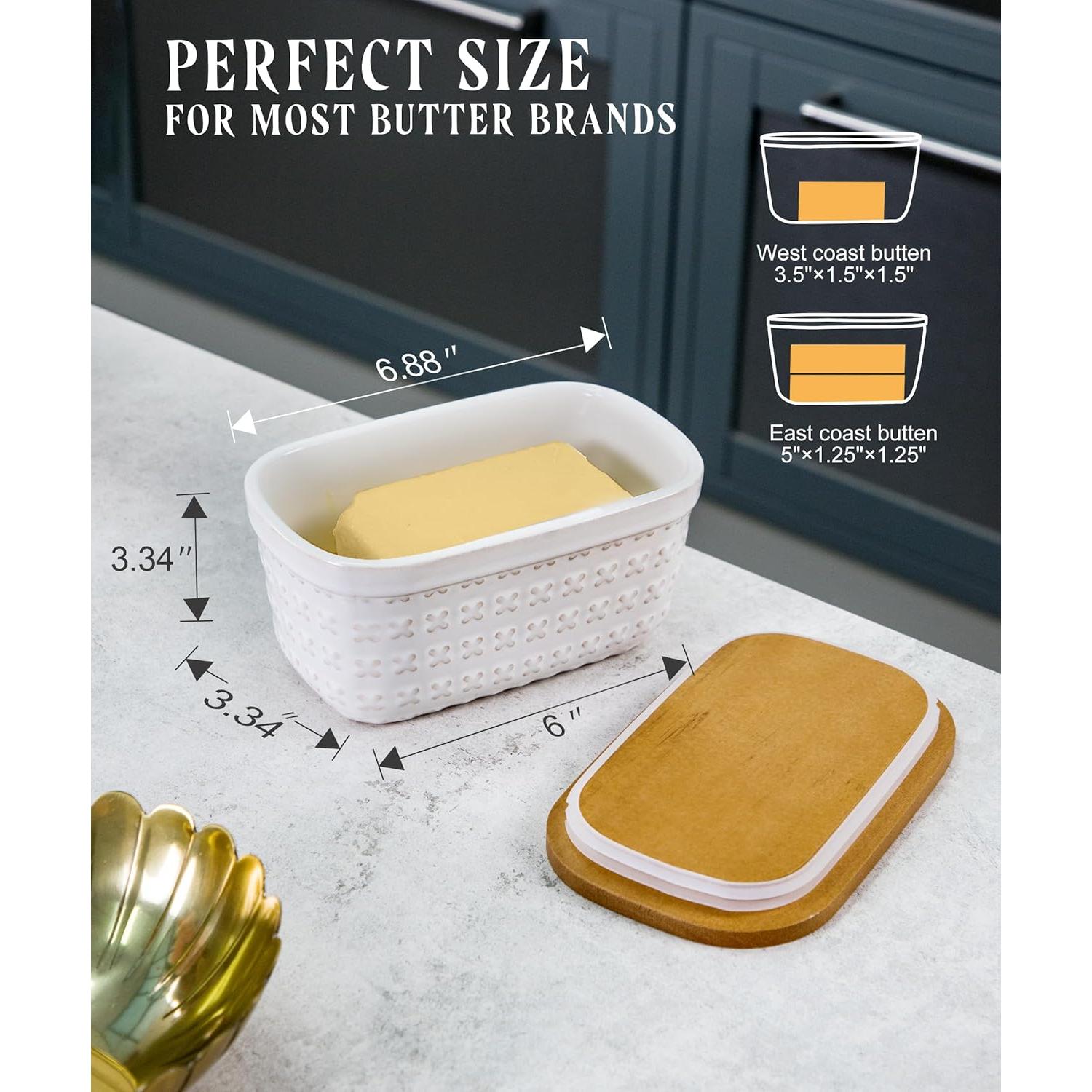 Plato de Mantequilla Cerámica Nucookery con Tapa de Madera