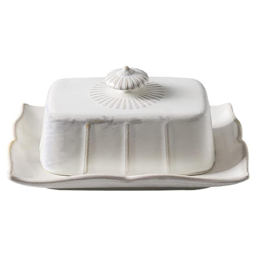 Plato de Mantequilla Lifenanny Porcelana Blanco con Tapa 19.3x14.2cm