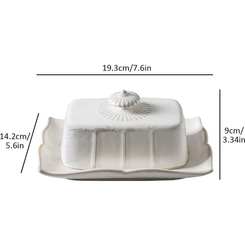 Plato de Mantequilla Lifenanny Porcelana Blanco con Tapa 19.3x14.2cm