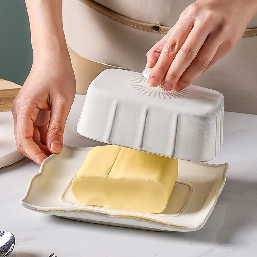 Plato de Mantequilla Lifenanny Porcelana Blanco con Tapa 19.3x14.2cm