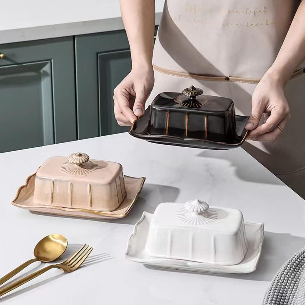 Plato de Mantequilla Lifenanny Porcelana Blanco con Tapa 19.3x14.2cm