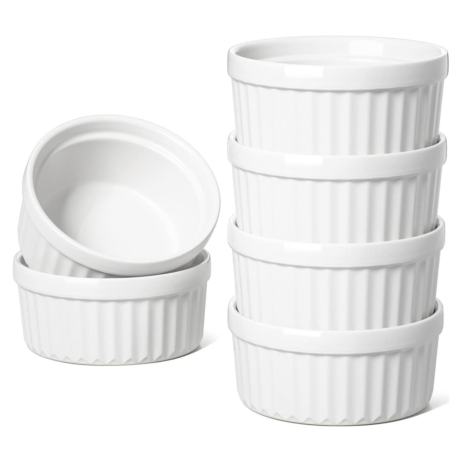 Ramekins de Cerámica LE TAUCI 4 oz Juego de 6 Blanco