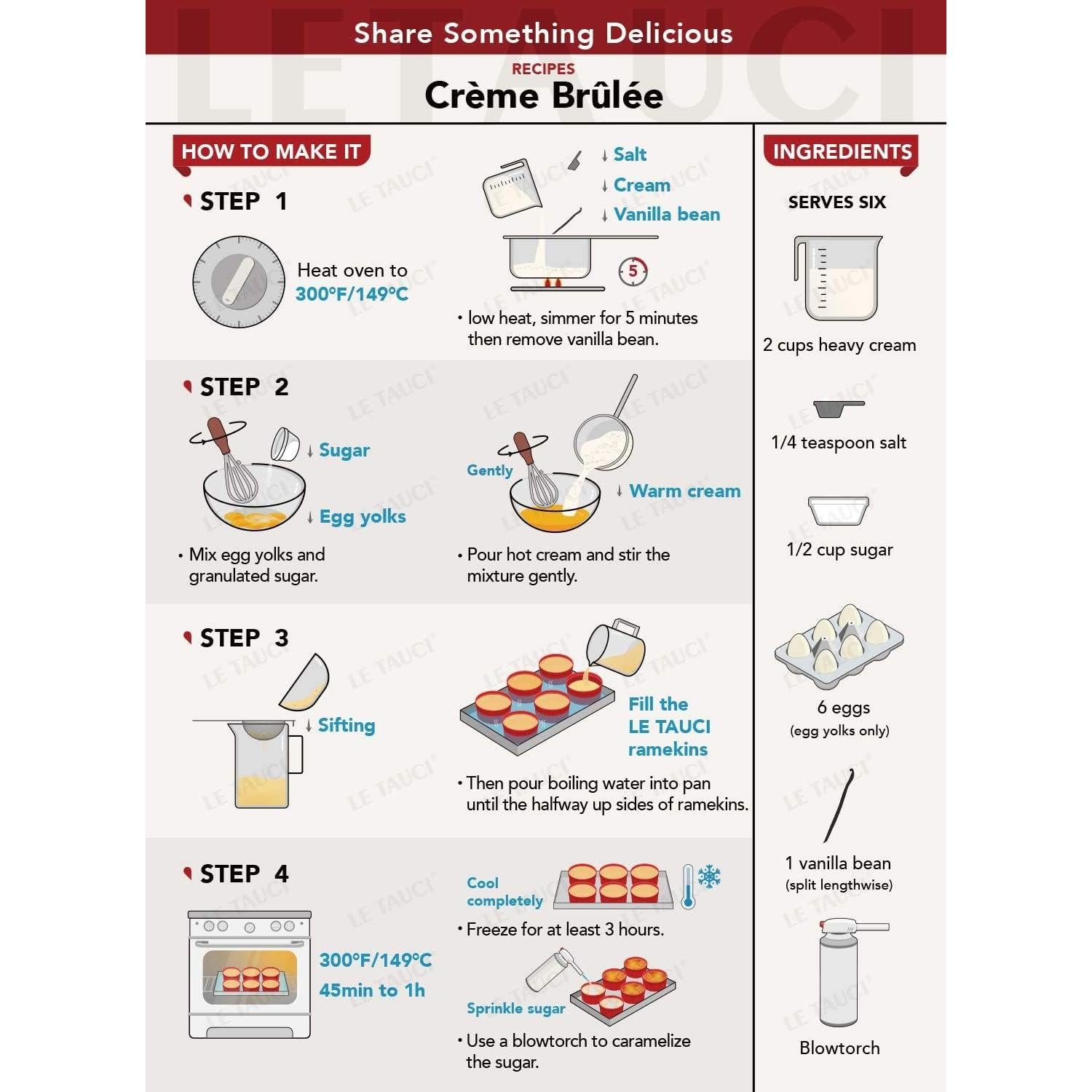 Ramekins de Cerámica LE TAUCI 4 oz Juego de 6 Blanco