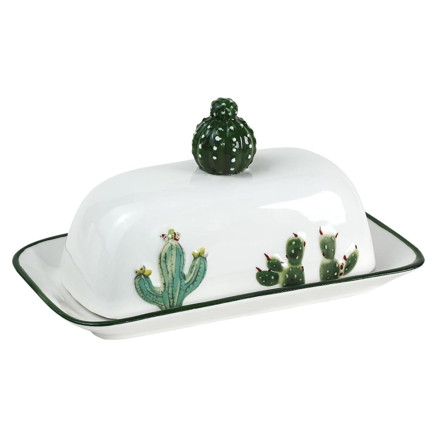 Plato de Mantequilla Cerámica Bicuzat 19 cm Cactus Vintage