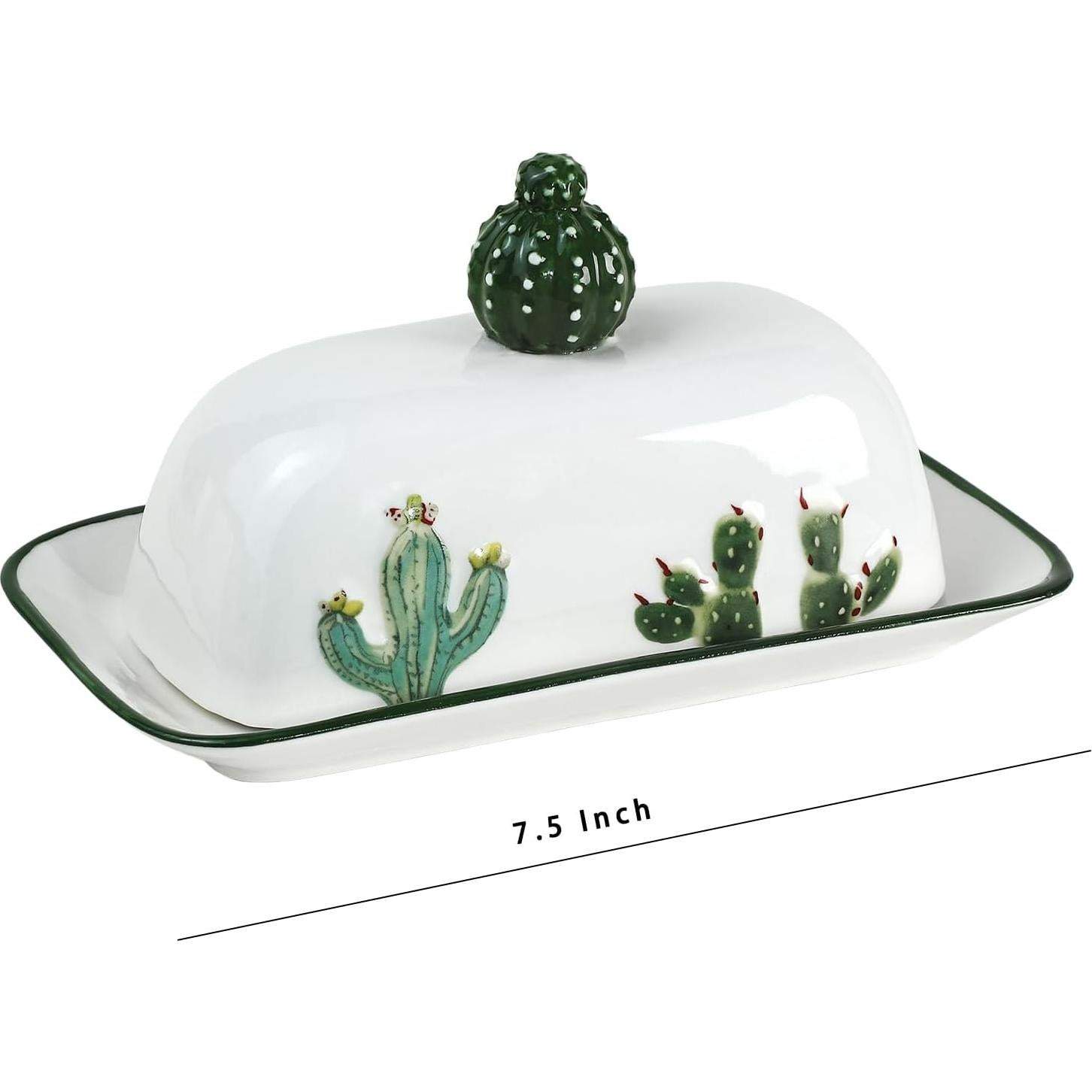 Plato de Mantequilla Cerámica Bicuzat 19 cm Cactus Vintage