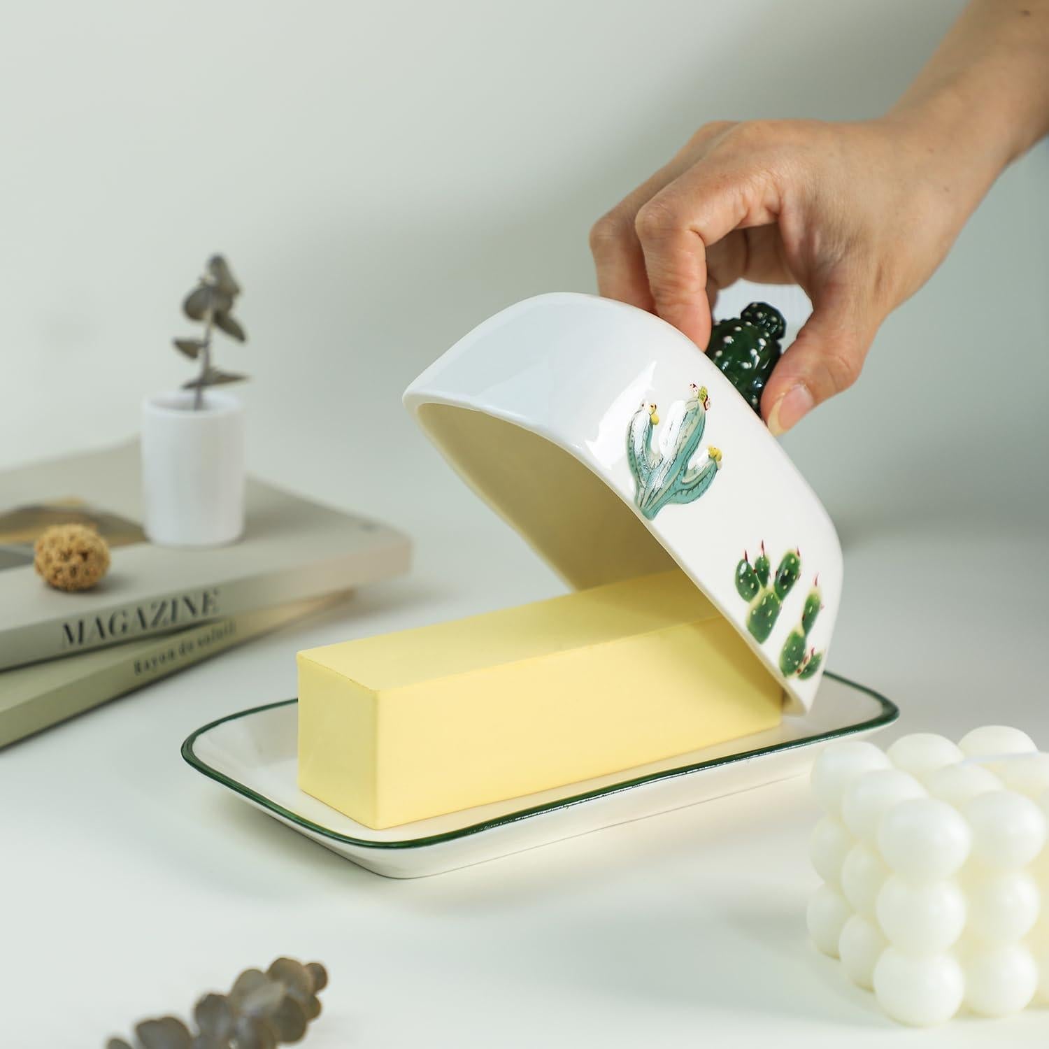 Plato de Mantequilla Cerámica Bicuzat 19 cm Cactus Vintage