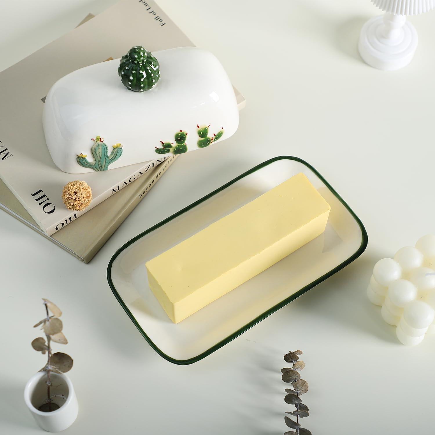 Plato de Mantequilla Cerámica Bicuzat 19 cm Cactus Vintage