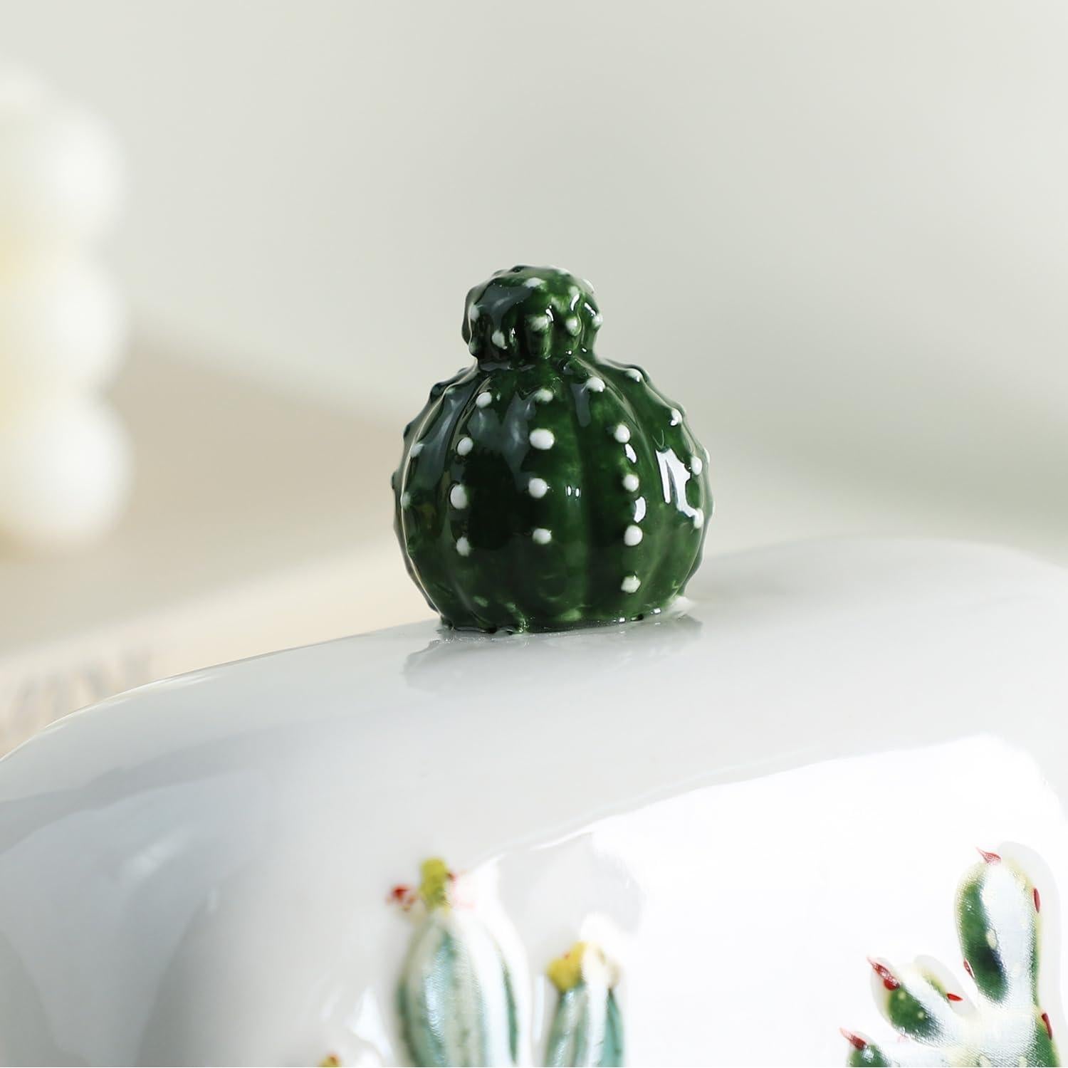 Plato de Mantequilla Cerámica Bicuzat 19 cm Cactus Vintage