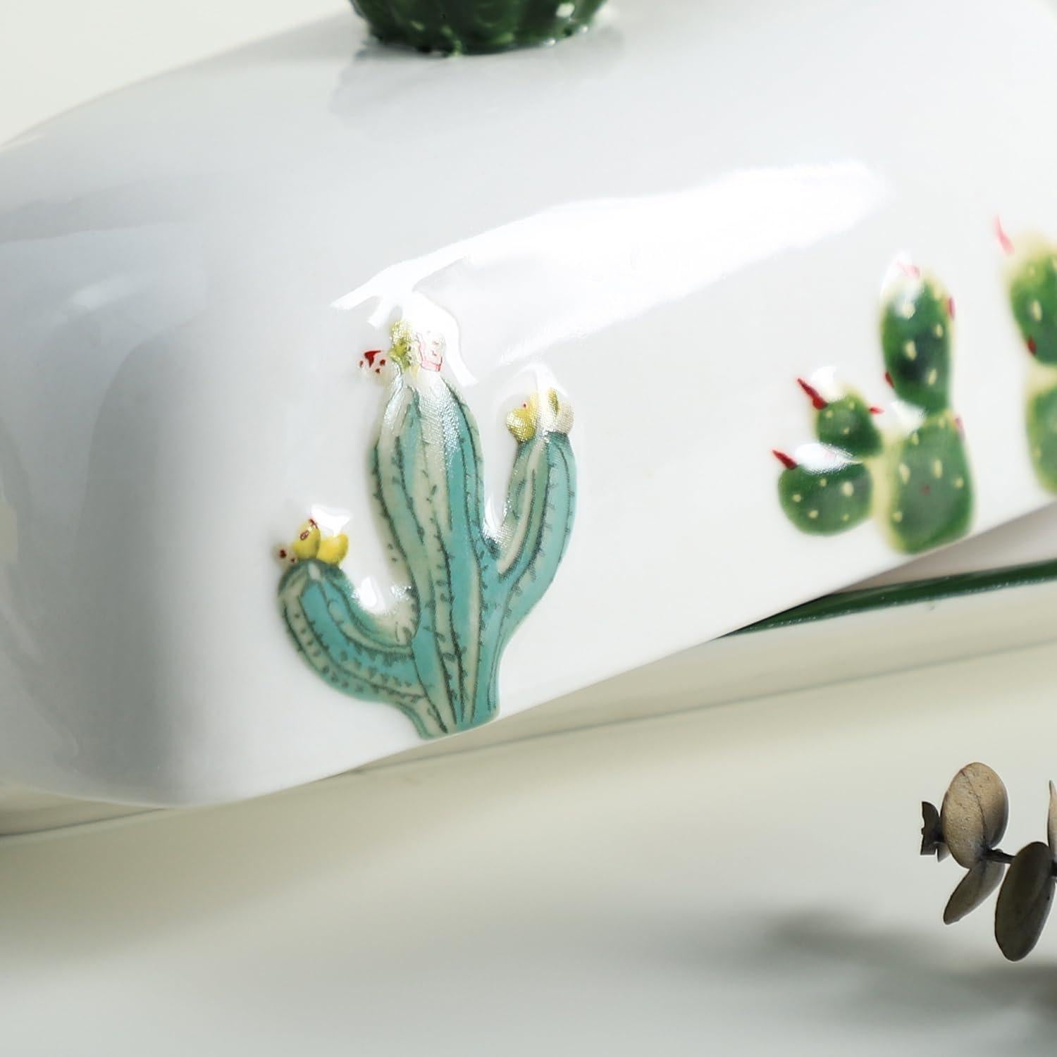 Plato de Mantequilla Cerámica Bicuzat 19 cm Cactus Vintage