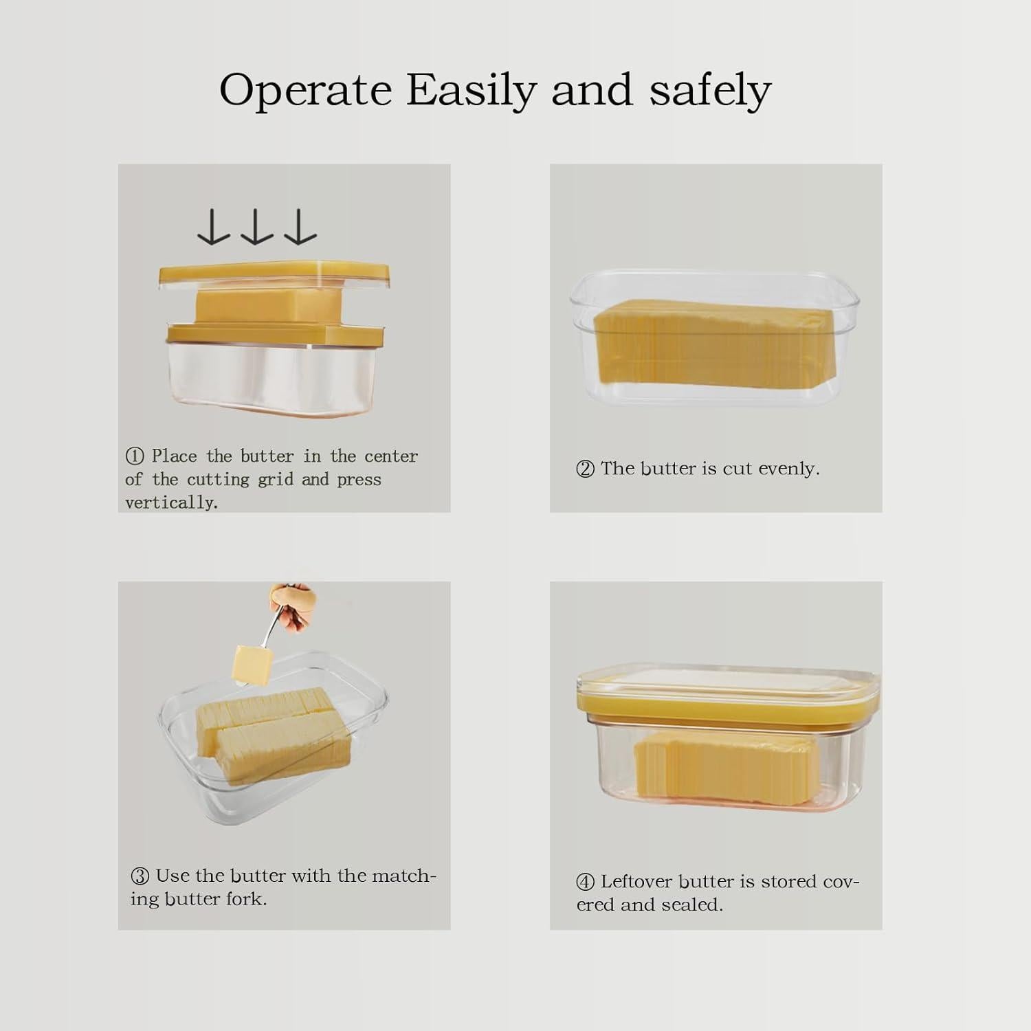 Contenedor de Mantequilla Sellado Chiegeguu con Cortador Acero Inoxidable