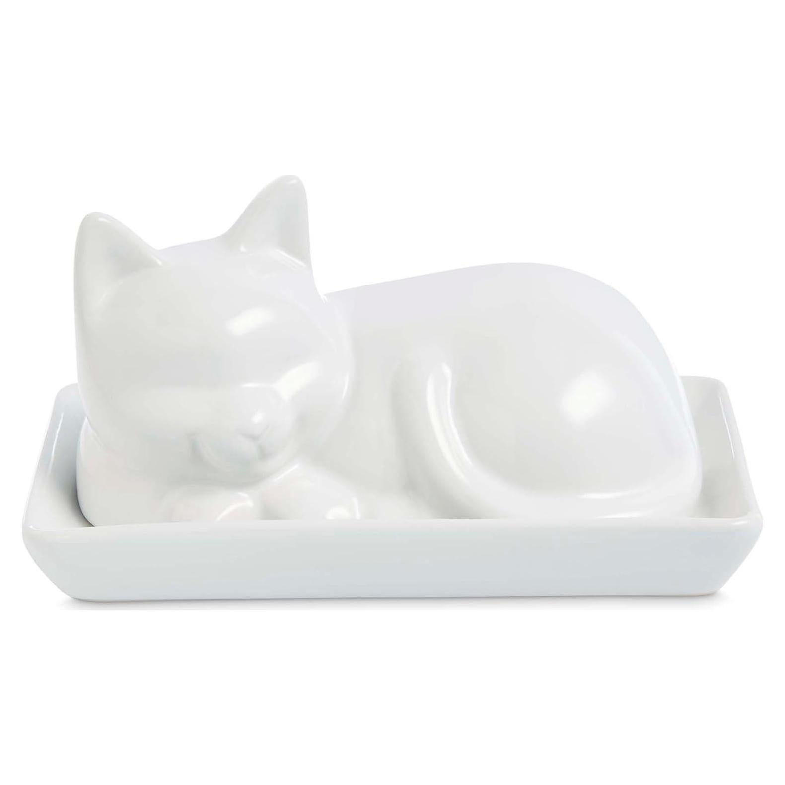Plato para Mantequilla Gato con Tapa HIC Kitchen Porcelana 17.8x11.4cm