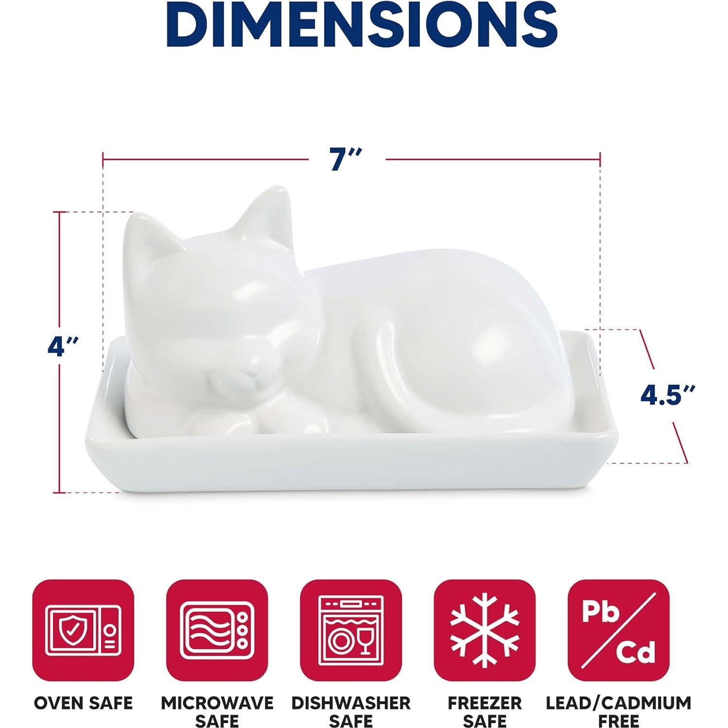 Plato para Mantequilla Gato con Tapa HIC Kitchen Porcelana 17.8x11.4cm