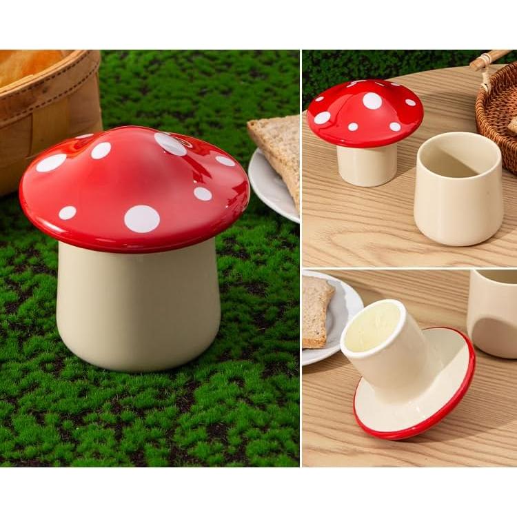 Plato de Mantequilla Cerámica ProfKitSong Hongo Rojo 11.2cm