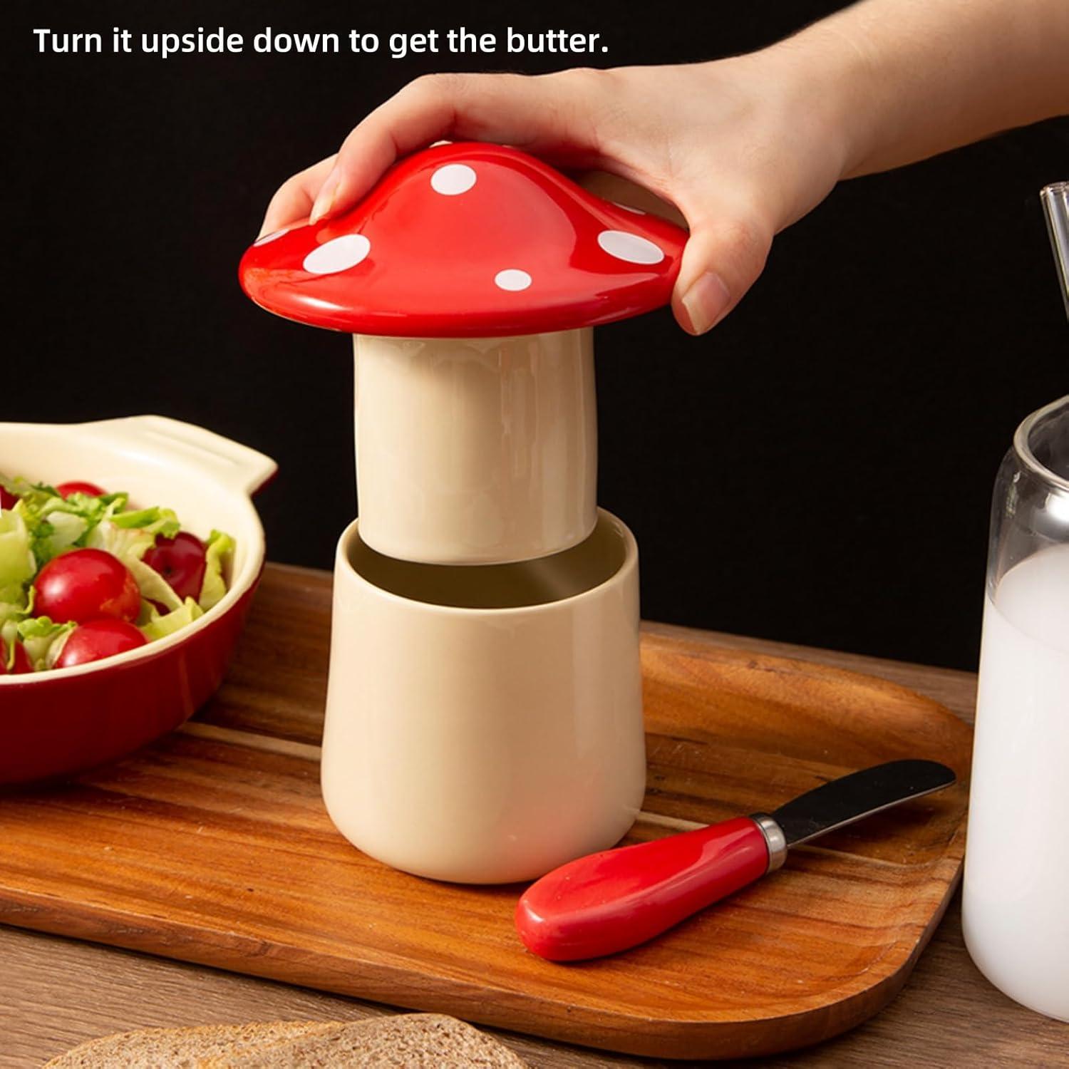 Plato de Mantequilla Cerámica ProfKitSong Hongo Rojo 11.2cm