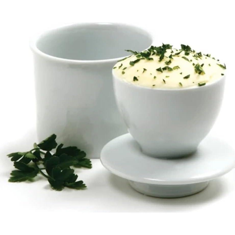 Conservador de Mantequilla Norpro de Porcelana Blanca 1 Barra