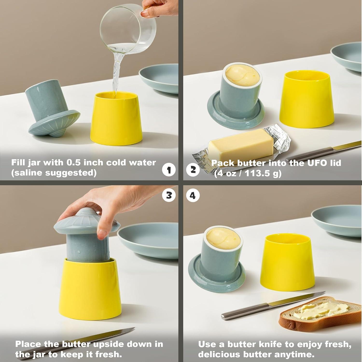 Crock de Mantequilla UFO YOBRO con Tapa de Sello de Agua
